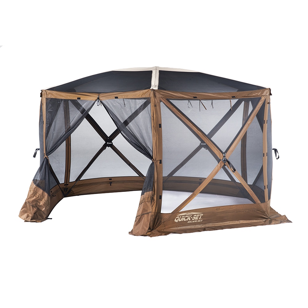 Quick Set 11.5 ft x 11.5 ft Hexagon Brown Black Pop up Canopy in