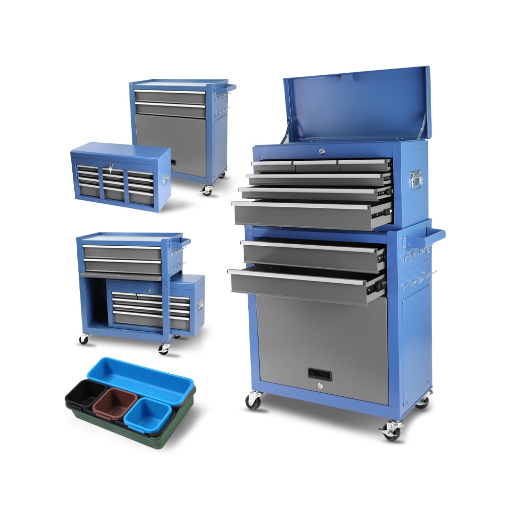 Anysun 8 Drawer Rolling Tool Chest with Wheels Mobile Lockable Detachable Steel Cabinet with Hooks and Storage Boxes for Workshop Garage #AS-HI03M02036-B0