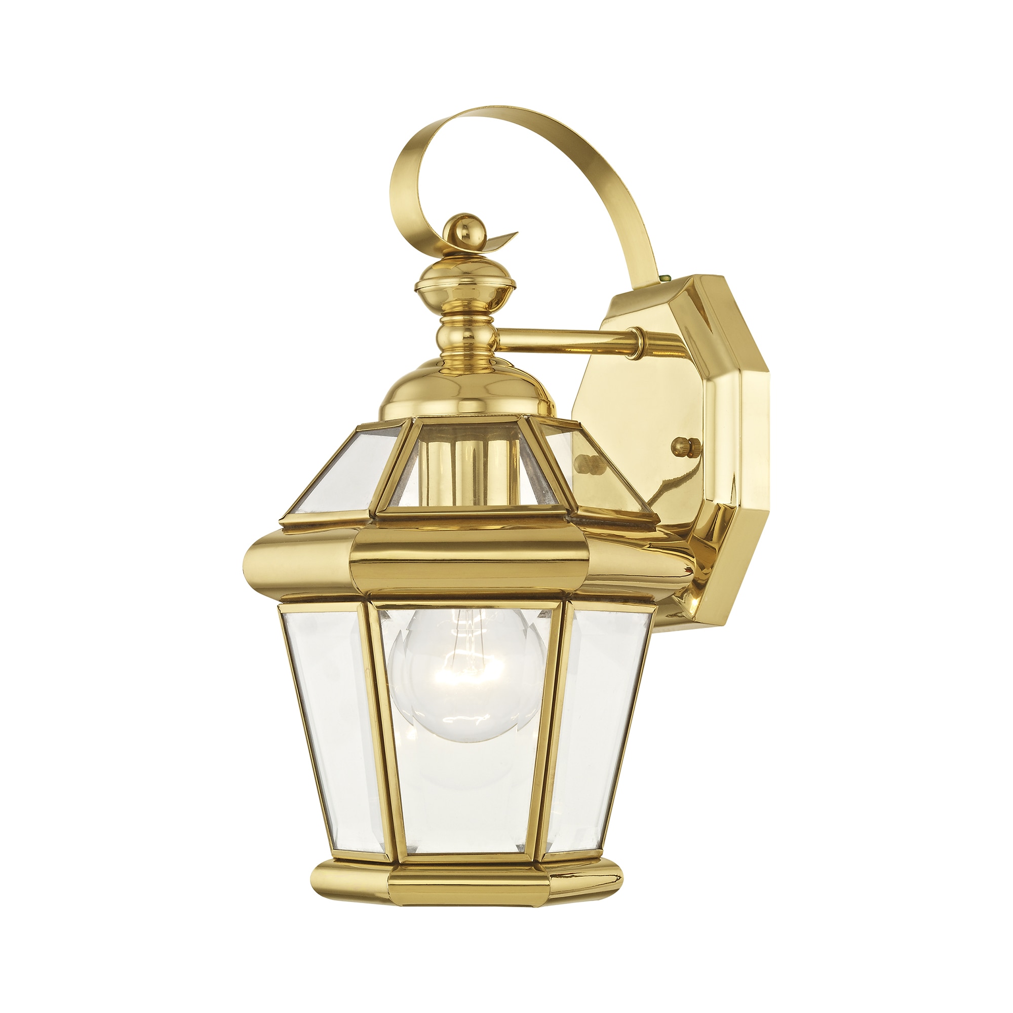 Livex Lighting 2061-02 Georgetown 1 -Light 12-in H Polished Brass Hardwired Outdoor Wall Light