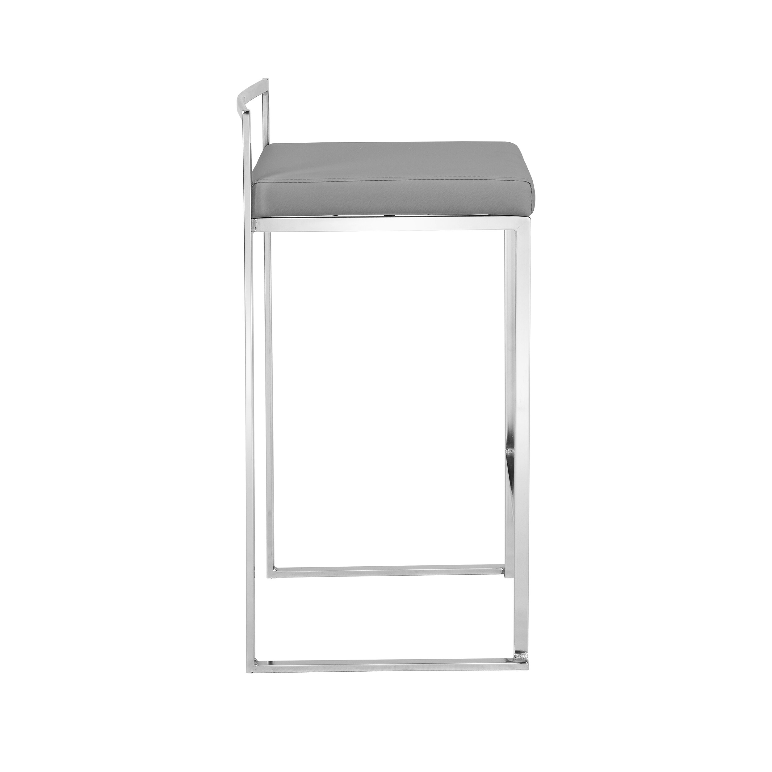 Lucien 25.25" Gray Metal Backless Counter Stool