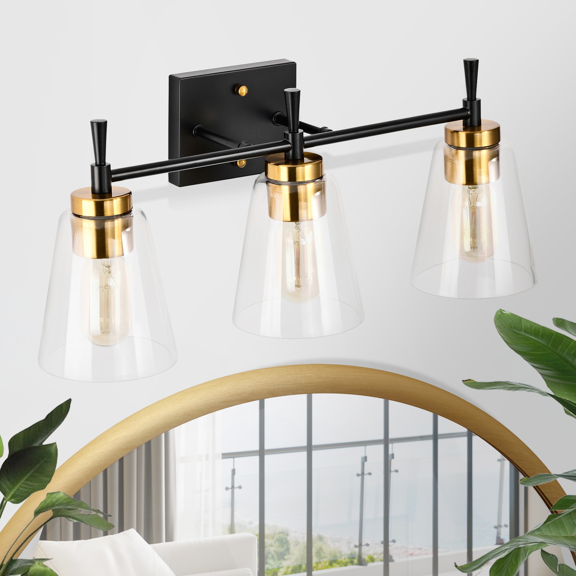 Edvivi EW6884BKAB Briarwood 21-in 3 -Light Antique Brass Mid-century Vanity light