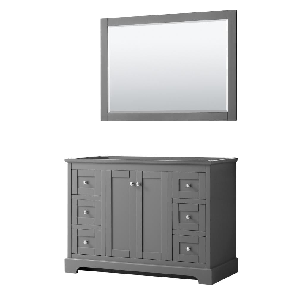 Wyndham Collection WCV232348SKGCXSXXM46 Avery 48-in Dark Gray with Polished Chrome Trim Bathroom Vanity Base Cabinet without Top (Mirror Included)