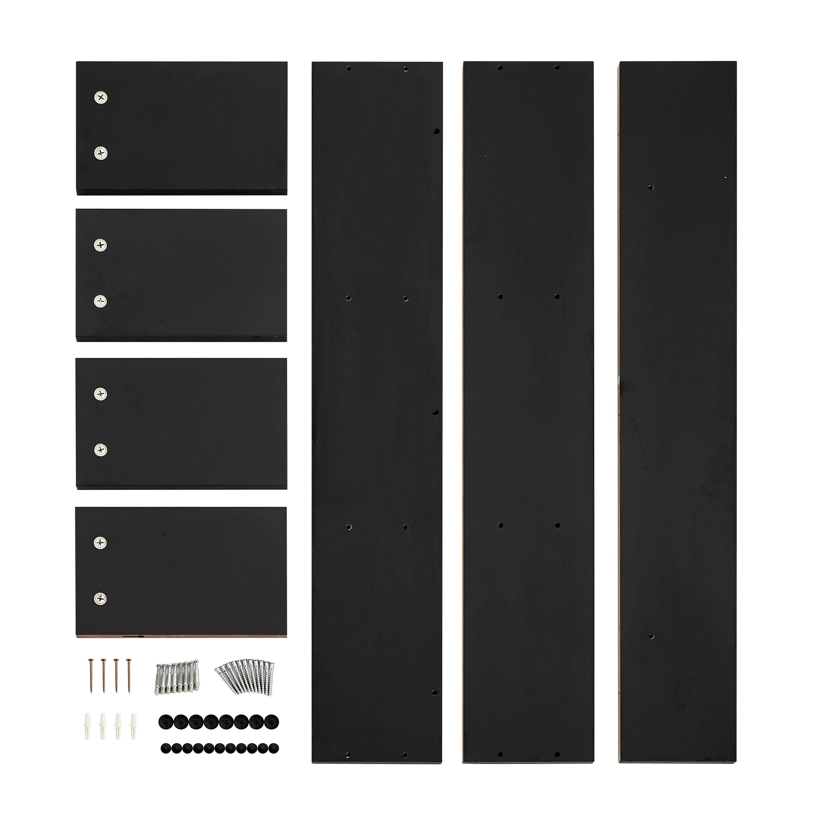Black MDF 34" Floating Cube Wall Shelf with Display Ledge