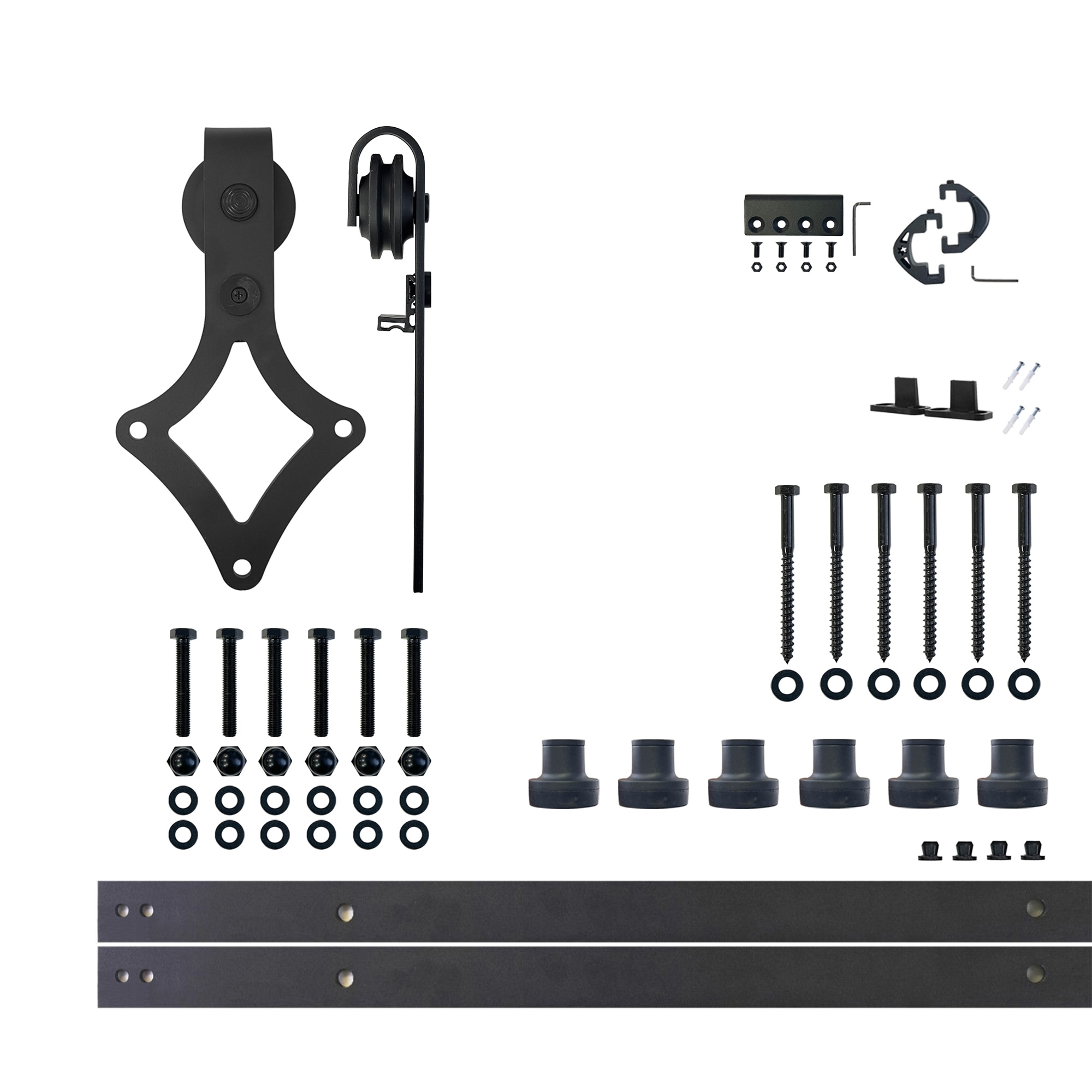 HOMACER LX1TGH108C 108-in Rustic black Black Indoor Diamond Single Barn door hardware kit