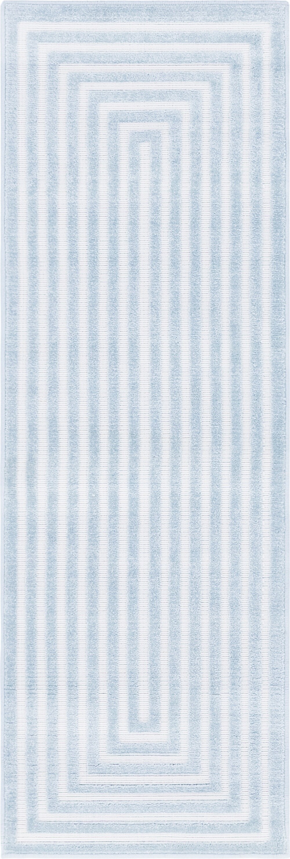 Unique Loom 3146155 Prescott Sabrina Soto Outdoor 2 x 6 (ft) Loomed Polypropylene Light Blue Rectangular Indoor/Outdoor Geometric French Country Runner rug