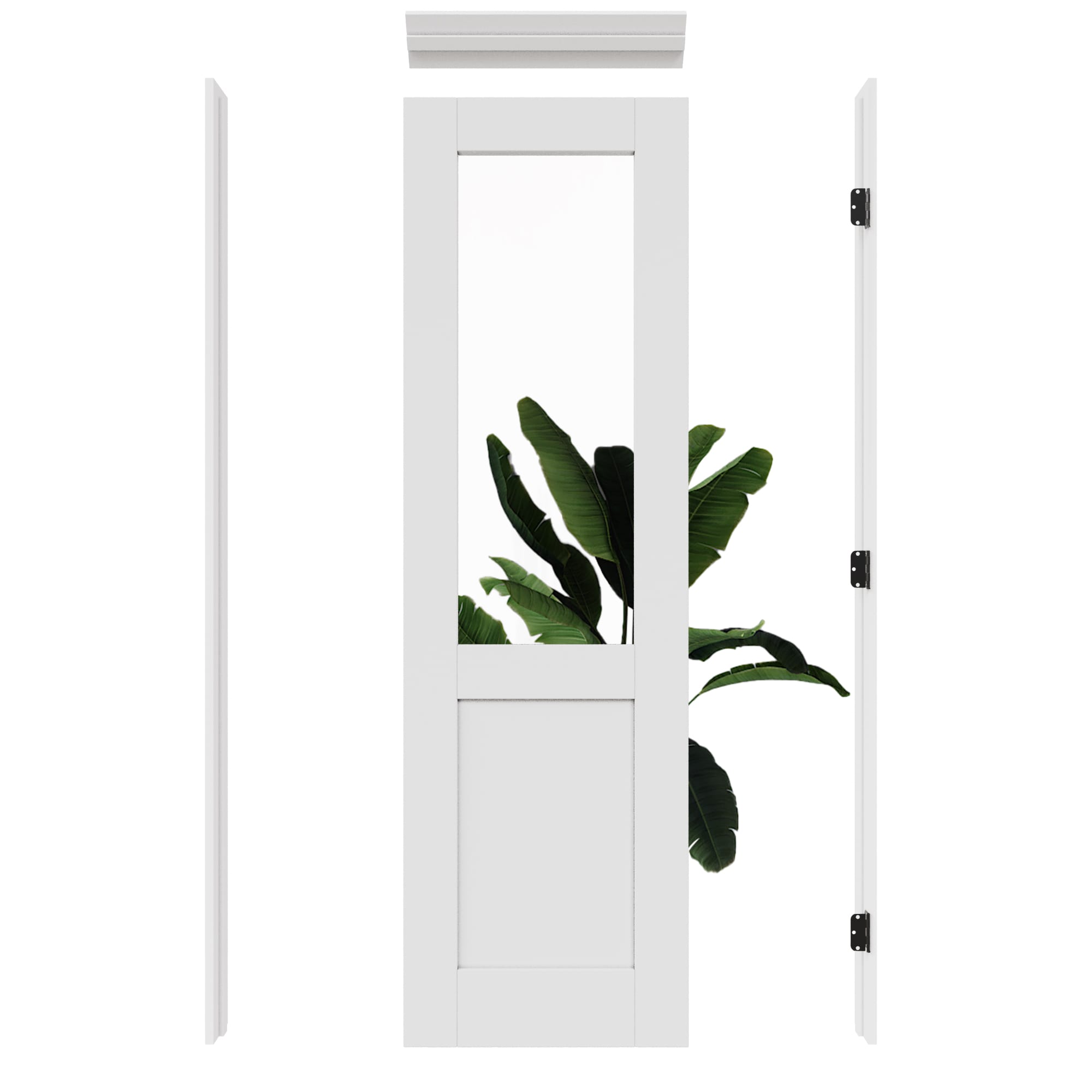 JUJUBON IN-PREPR-CG-BLXB-24L 24-in x 80-in White Quickly Assemble Jamb Solid core 1-panel Clear glass Left hand Smooth Prefinished MDF Flat Jamb Single Prehung Interior Door
