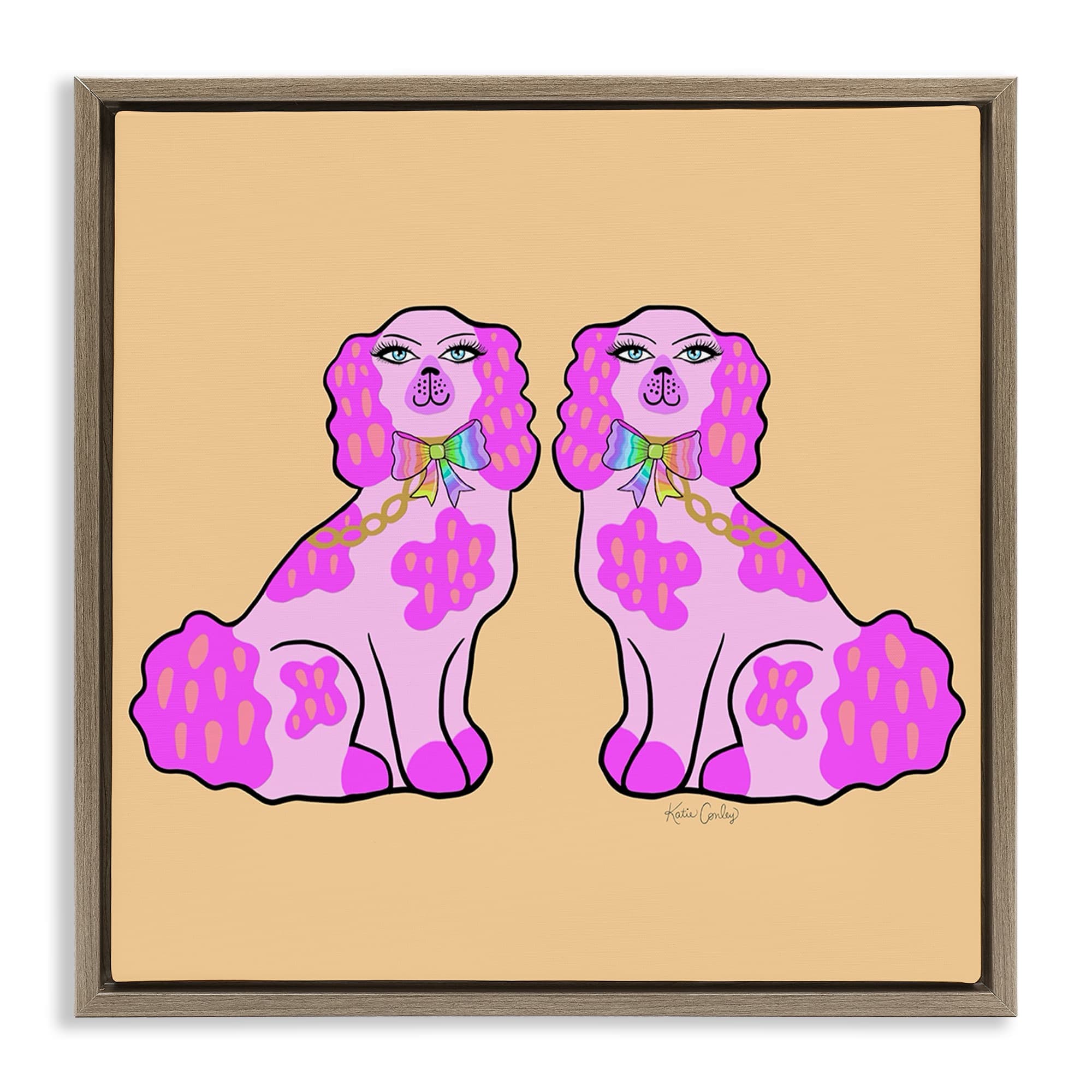 Stupell Industries BS-762-FFE-17X17 Funky Glam Pooches Floating Frame design by Katie Conley