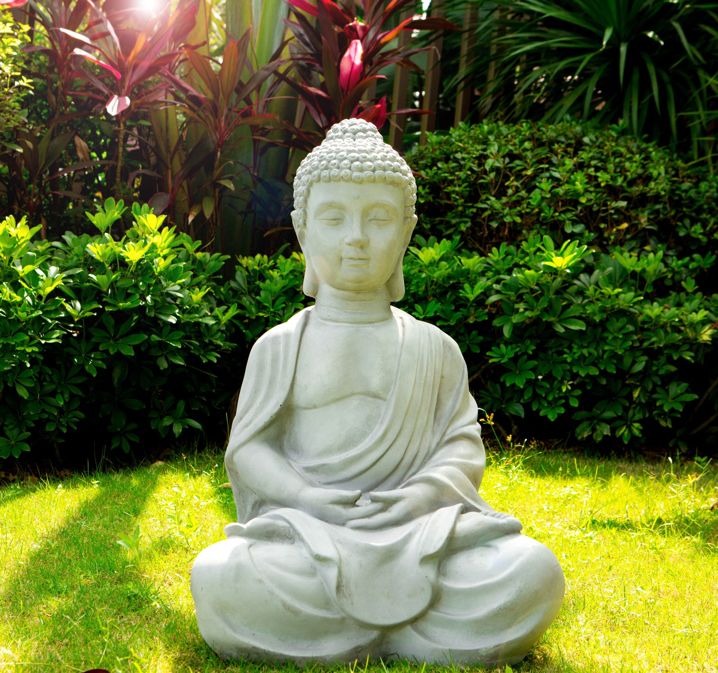 LuxenHome Large Buddha Statue Outdoor and Indoor, 22 Fiber Stone  Meditating Buddha Garden Statues Outdoor, Zen Buddha Garden Sculptures &  Statues