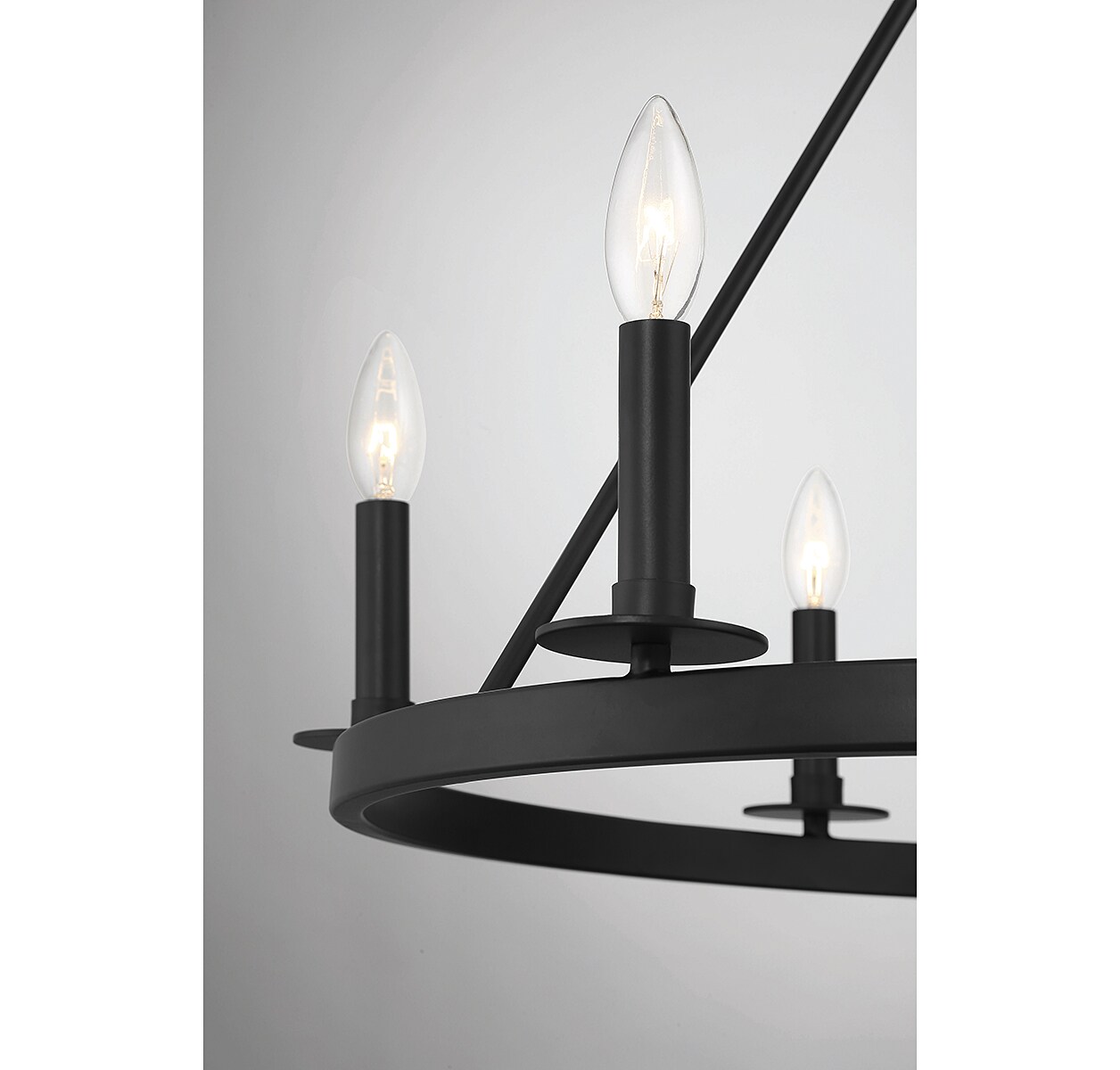 Elegant Matte Black 6-Light Wagon Wheel Chandelier