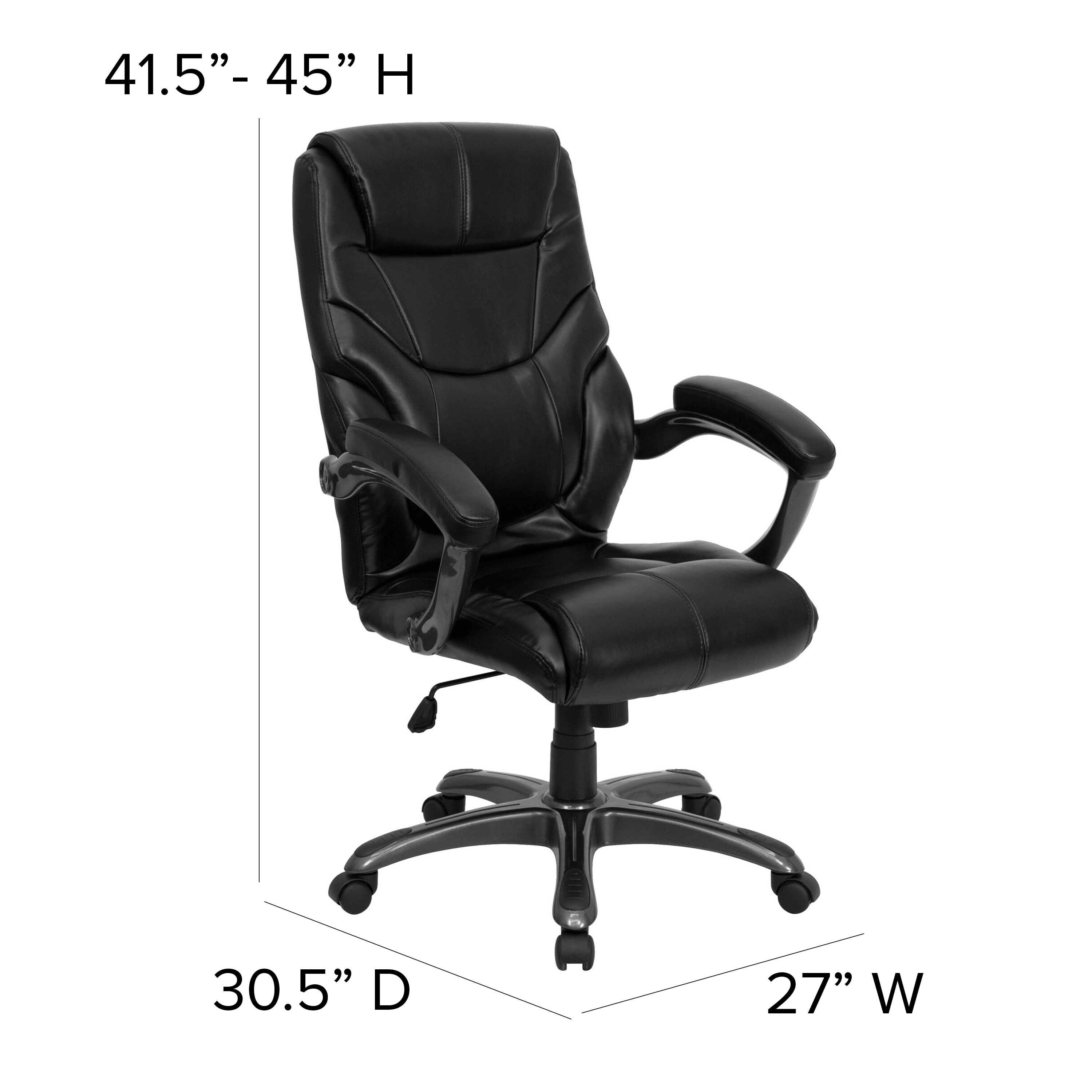 Flash Furniture Black Leather Contemporary Adjustable Height Swivel Faux  Leather Desk Chair