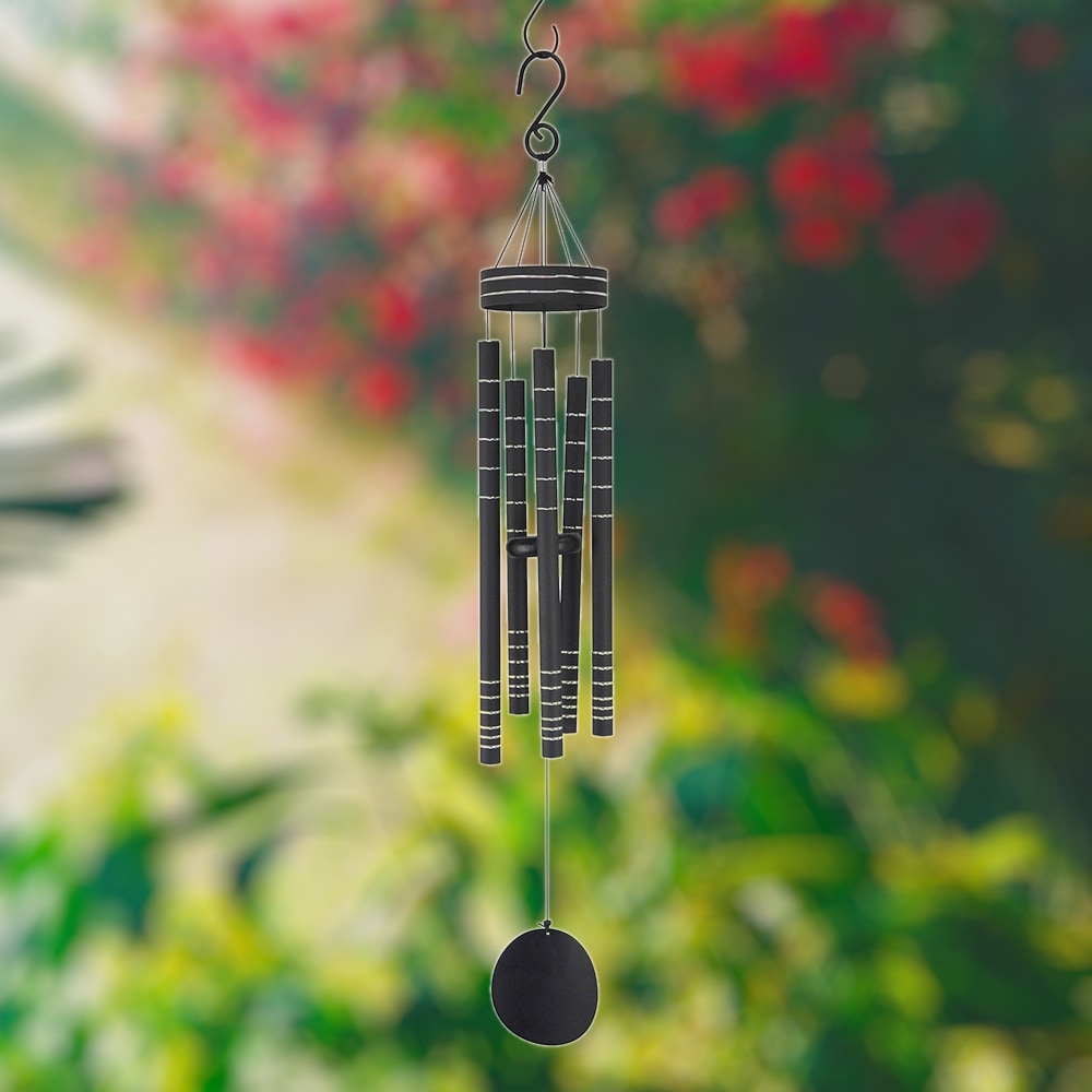 RCS Gifts 36-in Black Metal Modern Wind Chime in the Wind Chimes ...