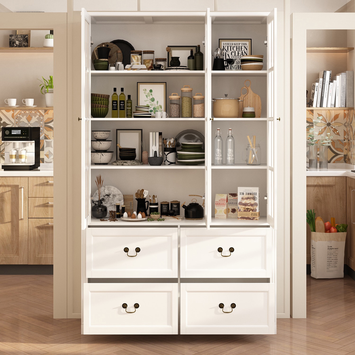 FUFU&GAGA Contemporary/Modern White Pantry KF020315-01+02 at Lowes.com