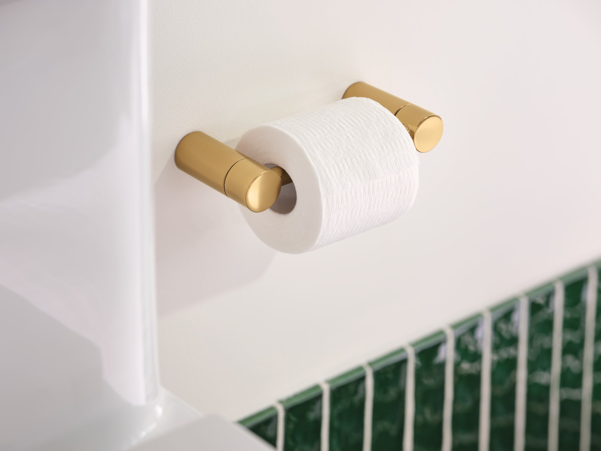 Moen Align Brushed Gold Wall Mount Pivot Toilet Paper Holder in