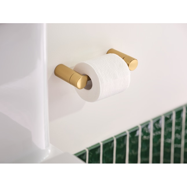 Moen Align Brushed Gold Wall Mount Pivot Toilet Paper Holder in