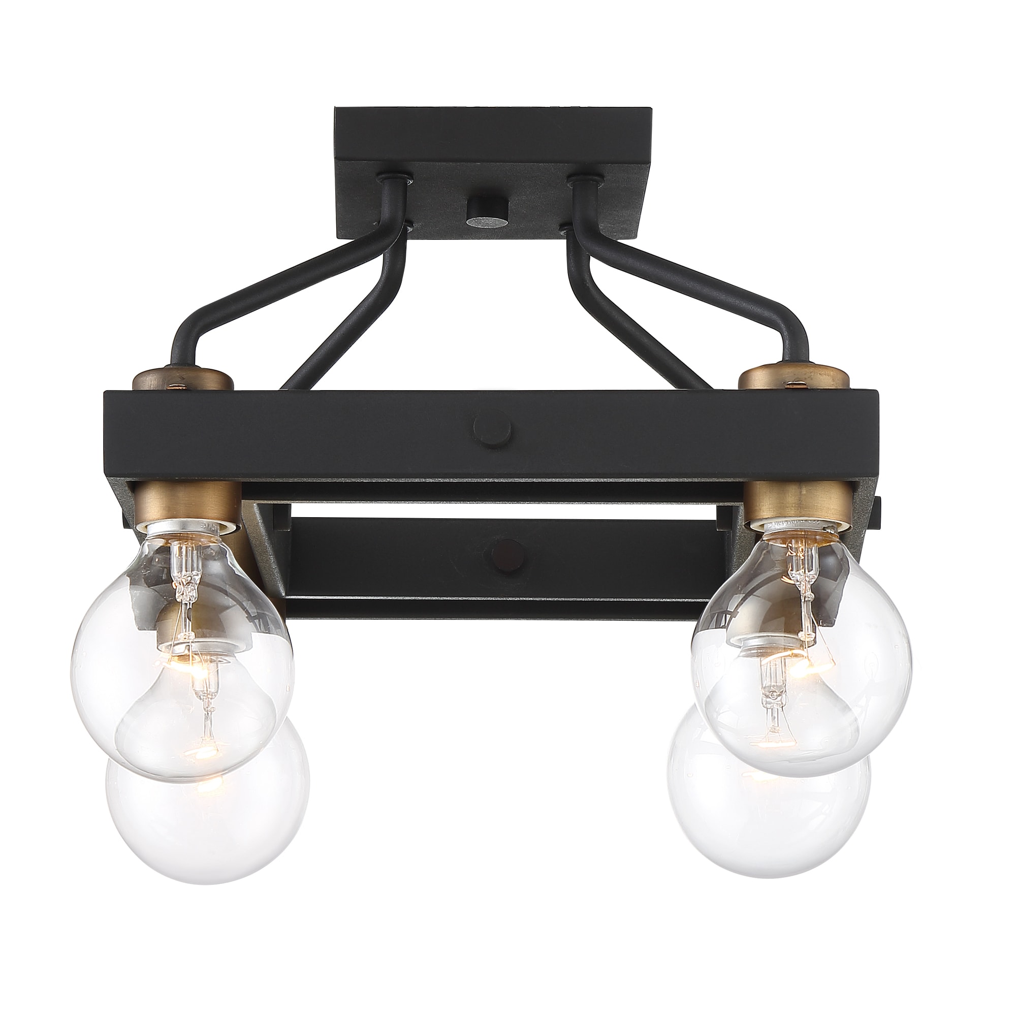 Ravella Black and Brass Industrial Semi Flush Mount Ceiling Light