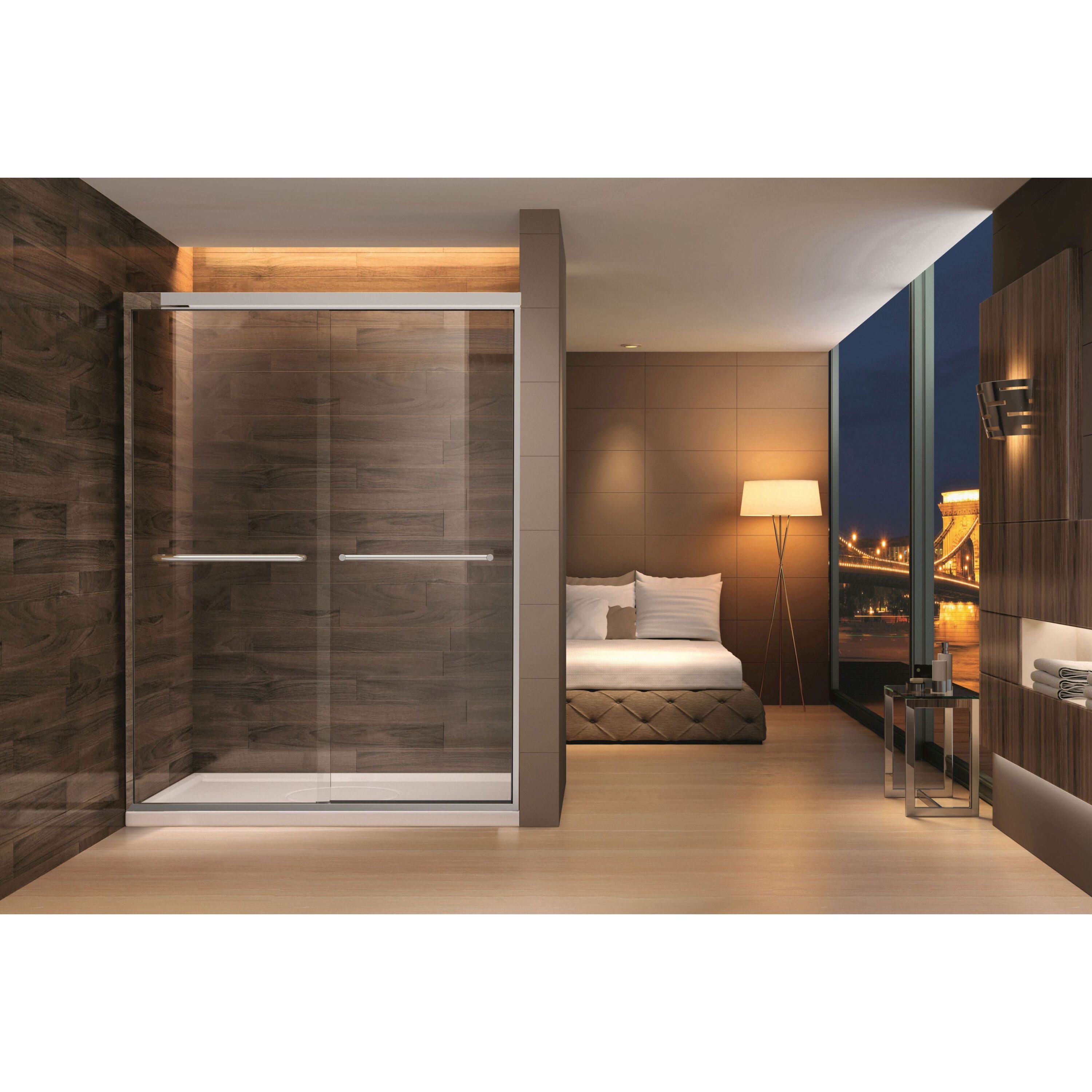 Transolid CBP606006C-PC Cara Polished Chrome 57-3/4-in to 59-in x 60-in Semi-frameless Bypass Sliding Shower Door