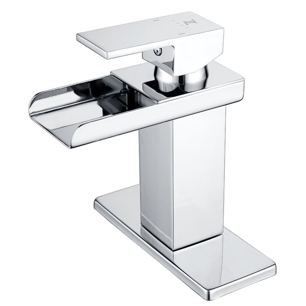 YZZY US-JA-2018 Chrome Single hole 1-handle WaterSense Low-arc Residential Handle Bathroom Sink Faucet with Drain with Deck Plate