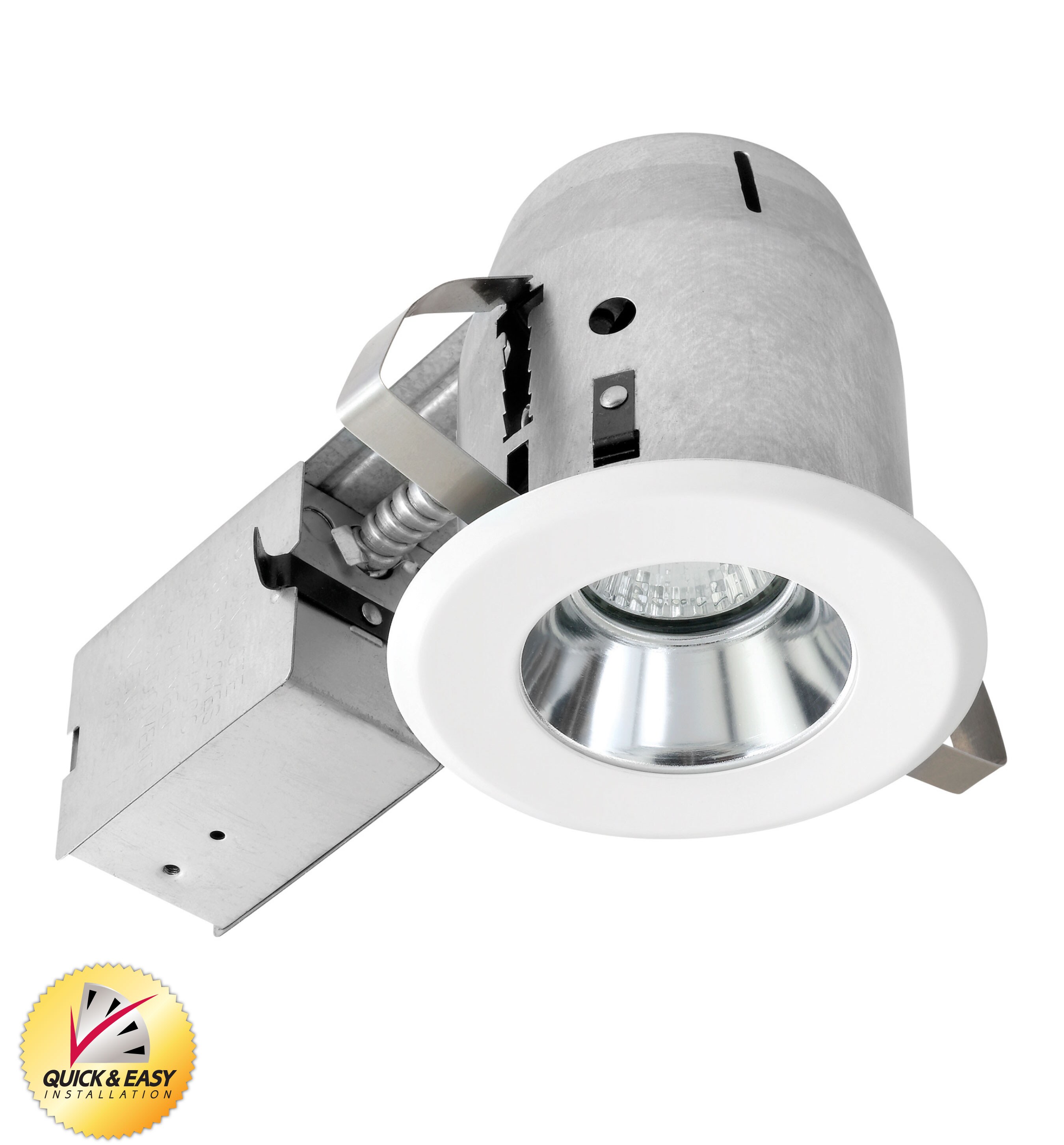 Utilitech 9202601 4-in Halogen Remodel White with Chrome Reflector Non-ic Open Recessed Light Kit