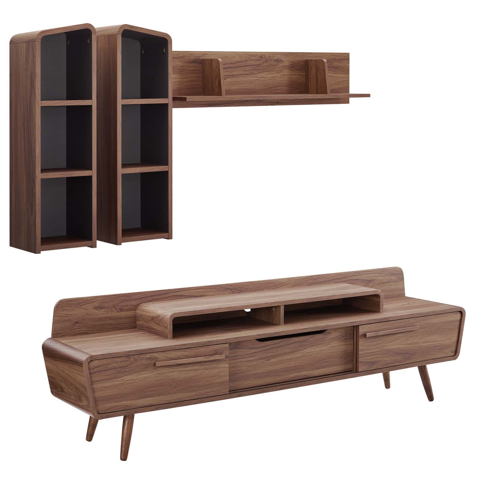  Omnistand 2 Piece Entertainment Center in Walnut Gray