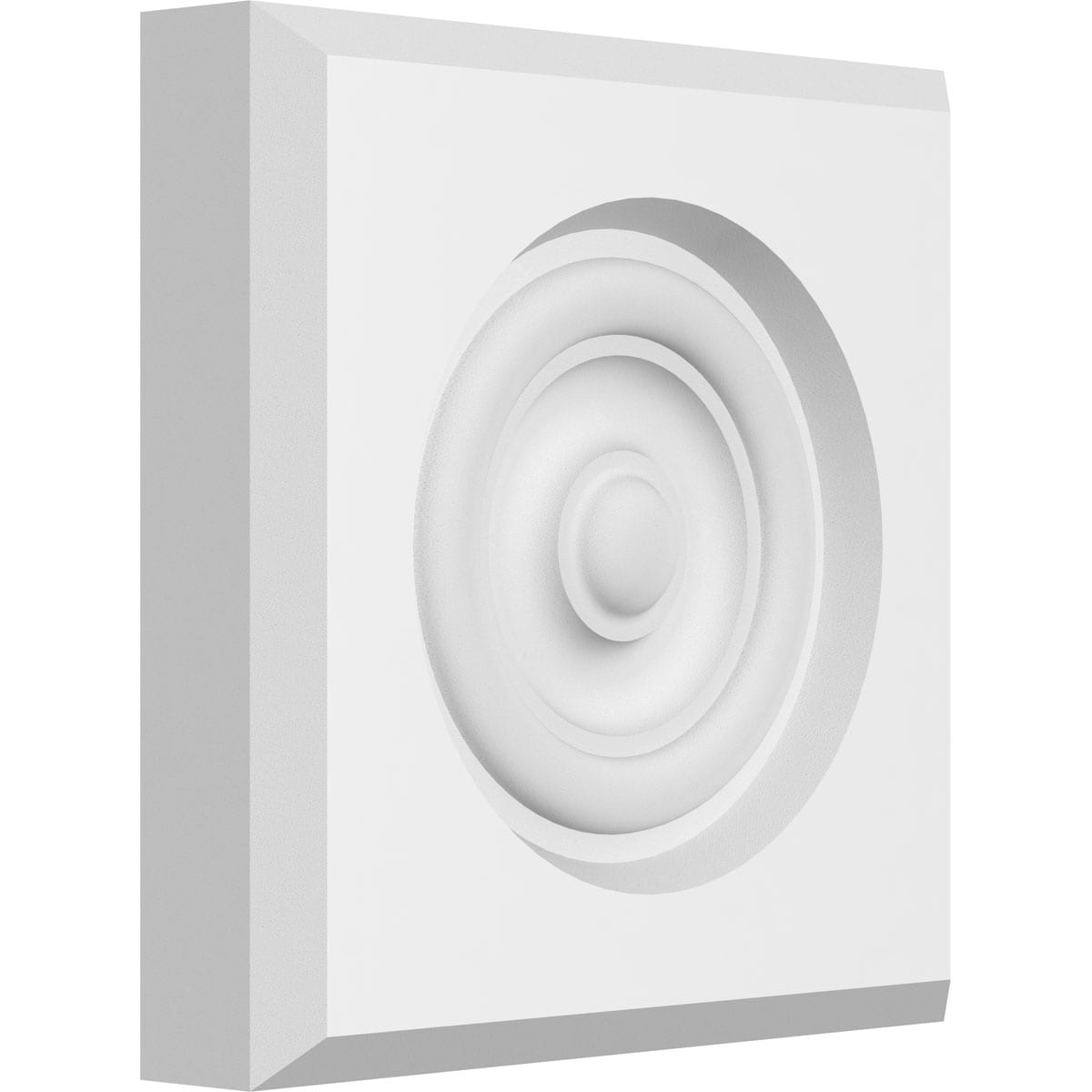 Ekena Millwork ROSP050X050X100SDG03 Standard Sedgwick Bullseye with Beveled Edge 5-in x 5-in Unfinished PVC Square Bullseye Rosette