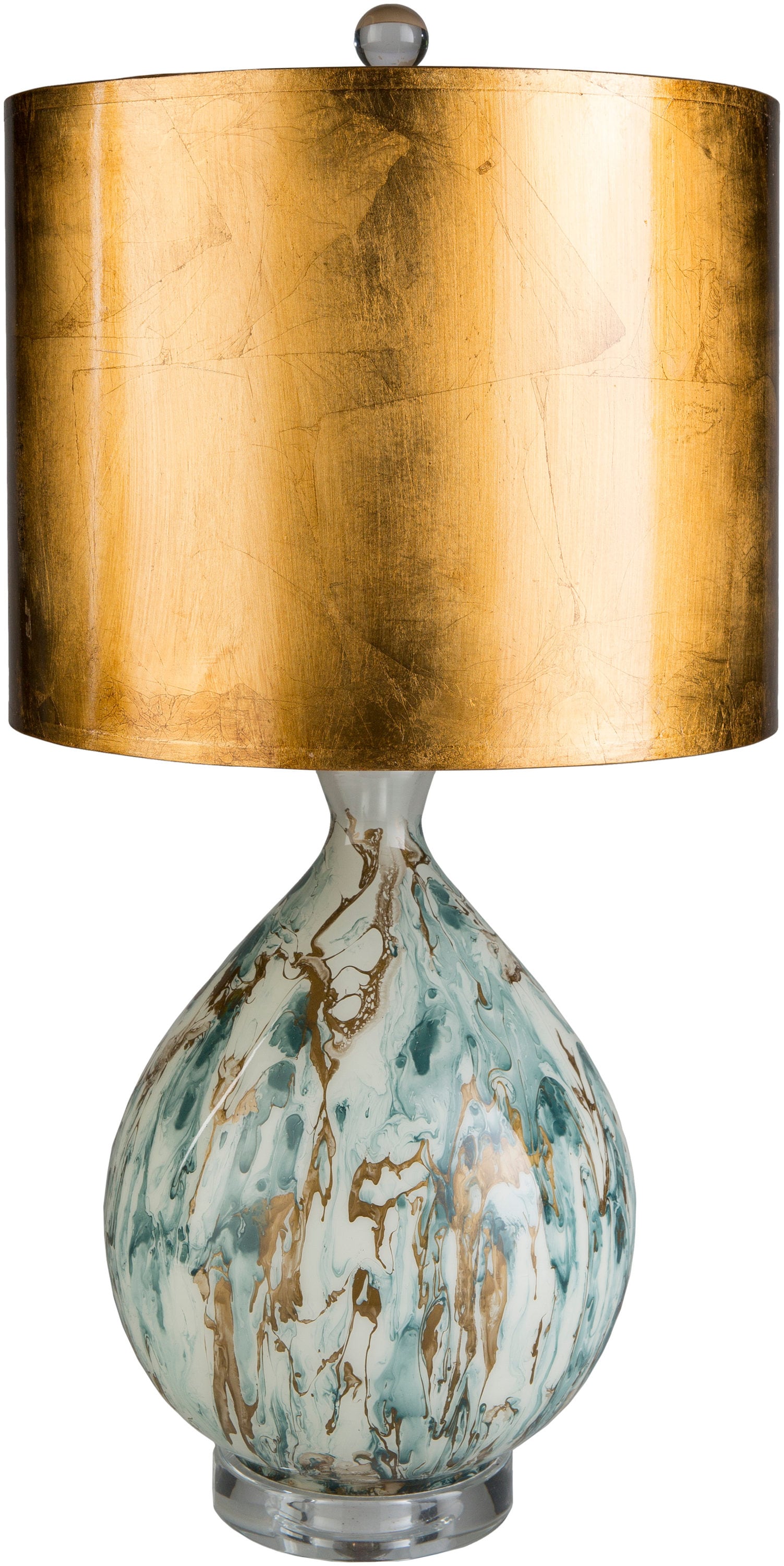 Livabliss GAB-001 Gabrial 25-in Gold/Blue 3-way Table Lamp with Paper Shade