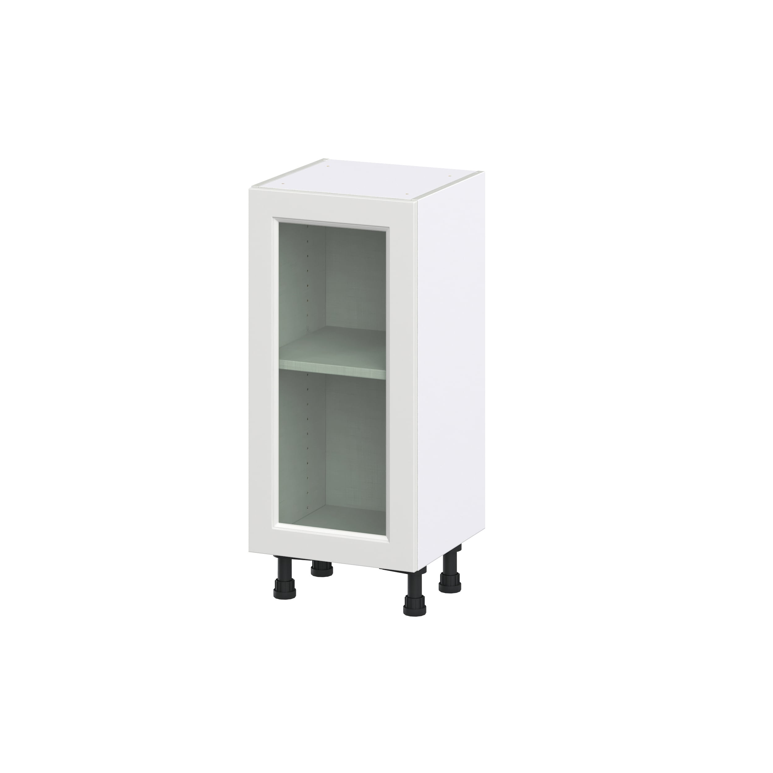 Hugo&Borg Riviera 30-in W x 34.5-in H x 16-in D Bright White Base Fully Assembled Cabinet (Glass Panel Shaker Door Style)