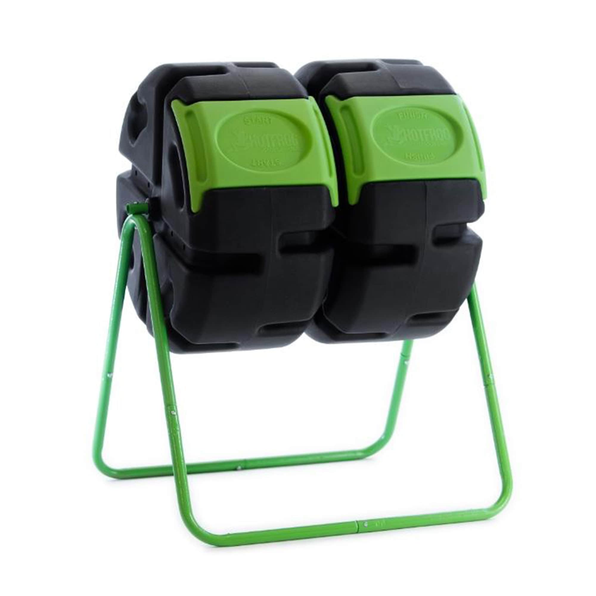 FCMP Outdoor 145530 HOTFROG 37 Gallon Dual Body Rotating Tumbling Composter Bin Green