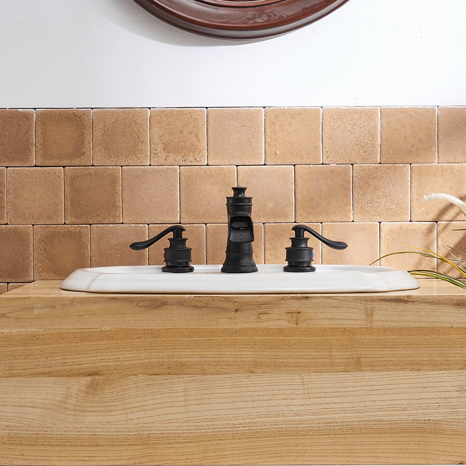 Matte Black 8-Inch Widespread Waterfall Bathroom Faucet