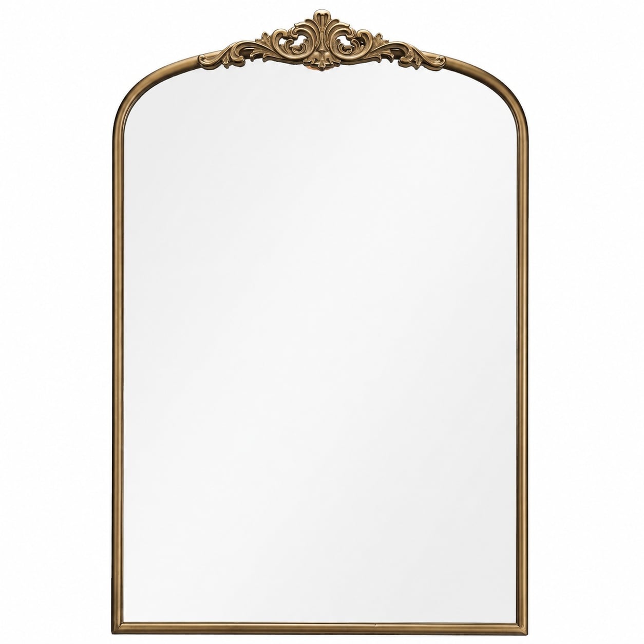 Aoibox  30 x 40 Inch Antique Gold Arched Wall Mirror with Carved Metal Frame for Living Room and Entryway