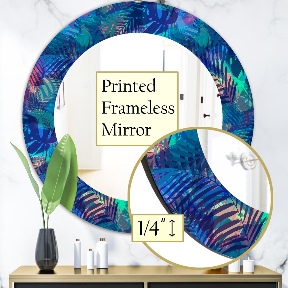 Designart 31.5-in W x 31.5-in H Round Blue Polished Wall Mirror at ...