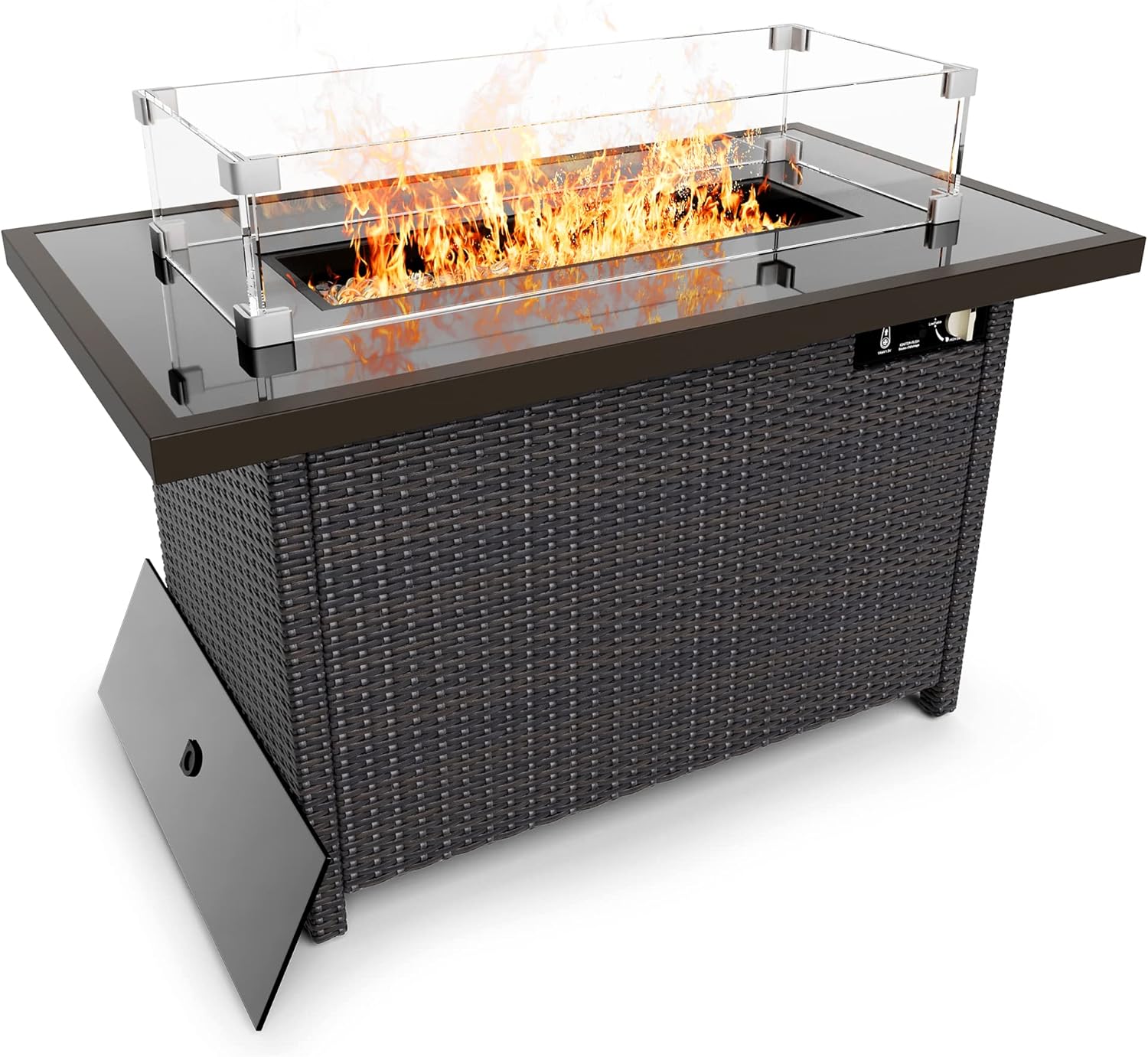  B093K739PZ Outdoor Fire Pits Propane Fire Pit Table with Glass Wind Guard42 Inch 50000 BTU Auto-Ignition Outdoor Fire Tables for Garden Patio Backyard Deck Poolside
