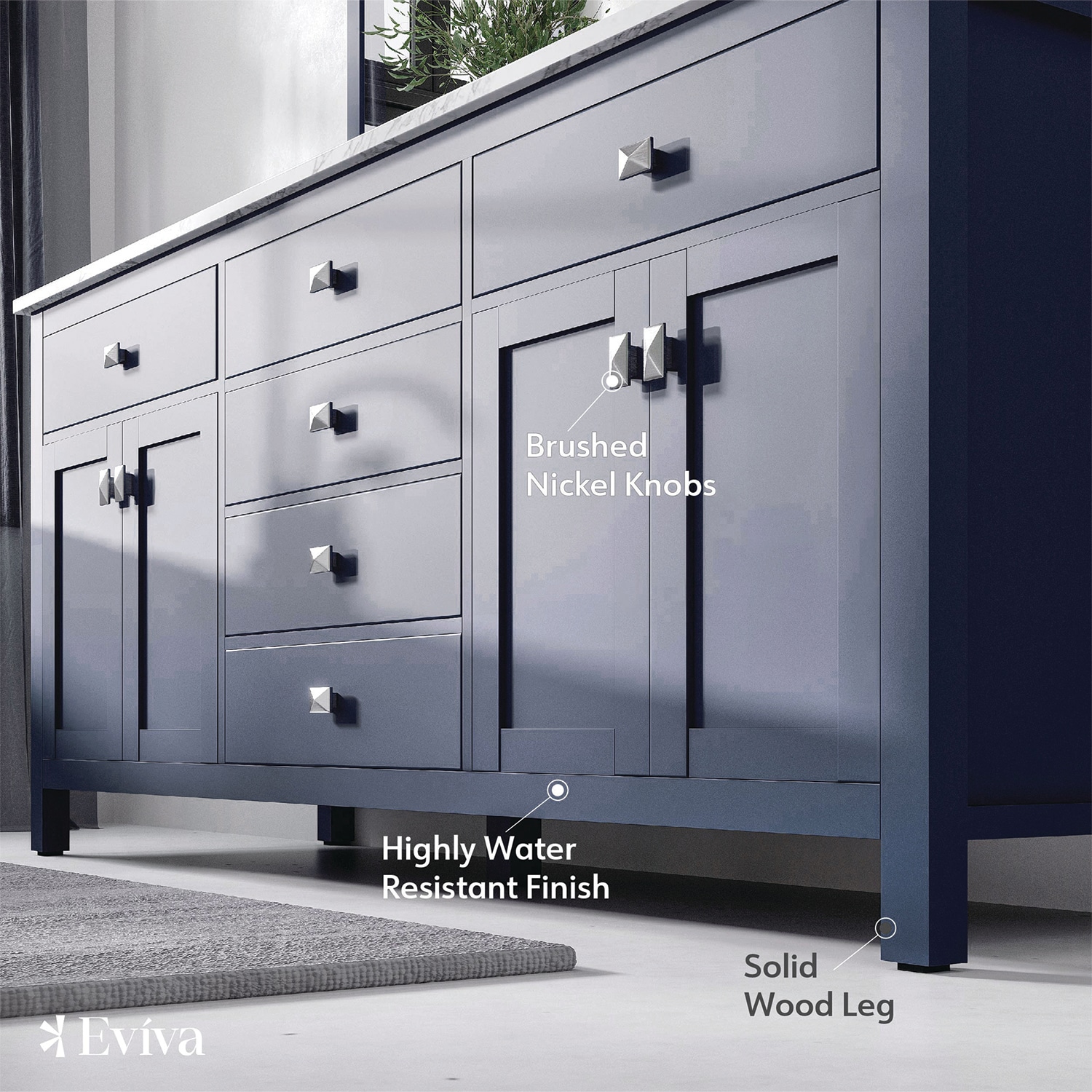 Eviva Totti Artemis 72-in Blue Undermount Double Sink Bathroom Vanity ...