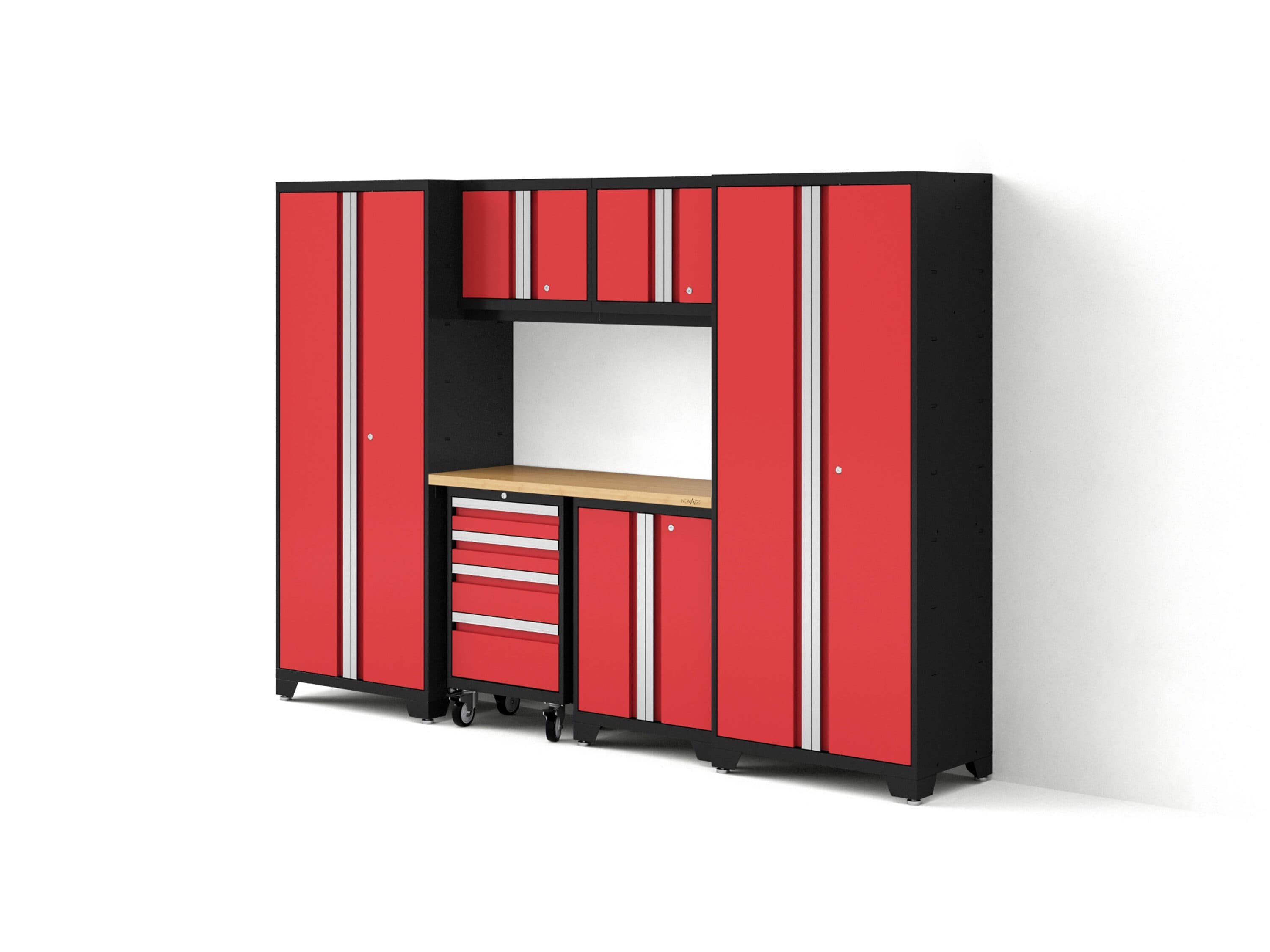NewAge Products 108-in W x 76.75-in H 6-Cabinets Steel Deep Red