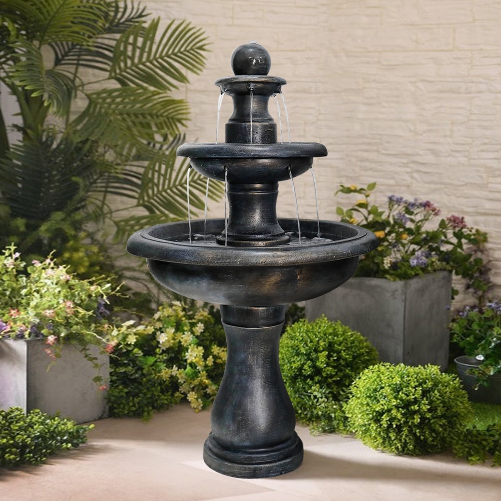 Watnature 45.2-in H Concrete Outdoor Fountain Statue Pump Included in ...