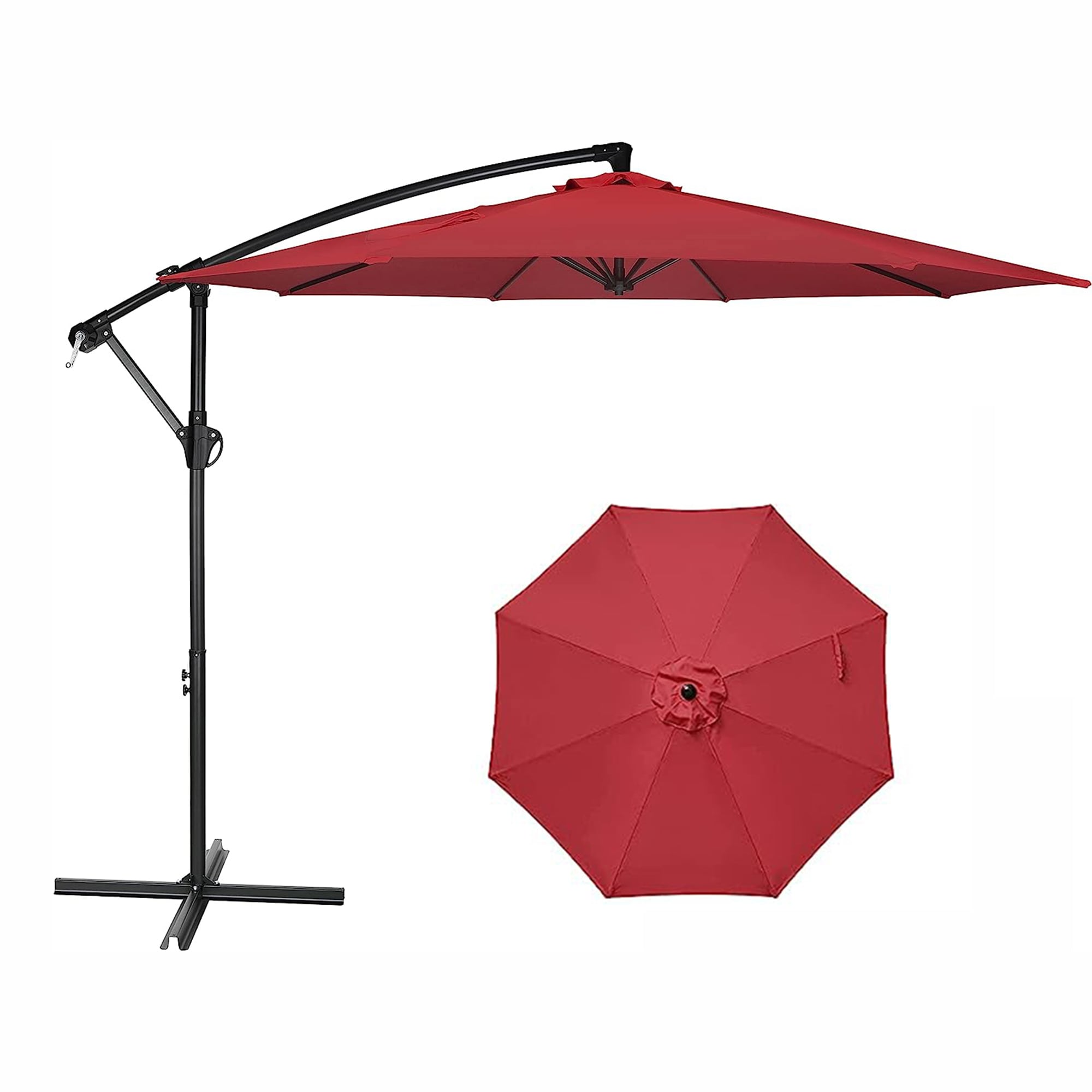Fun Orange FUNHWCP114 10-ft Steel Red No-tilt Cantilever Patio Umbrella