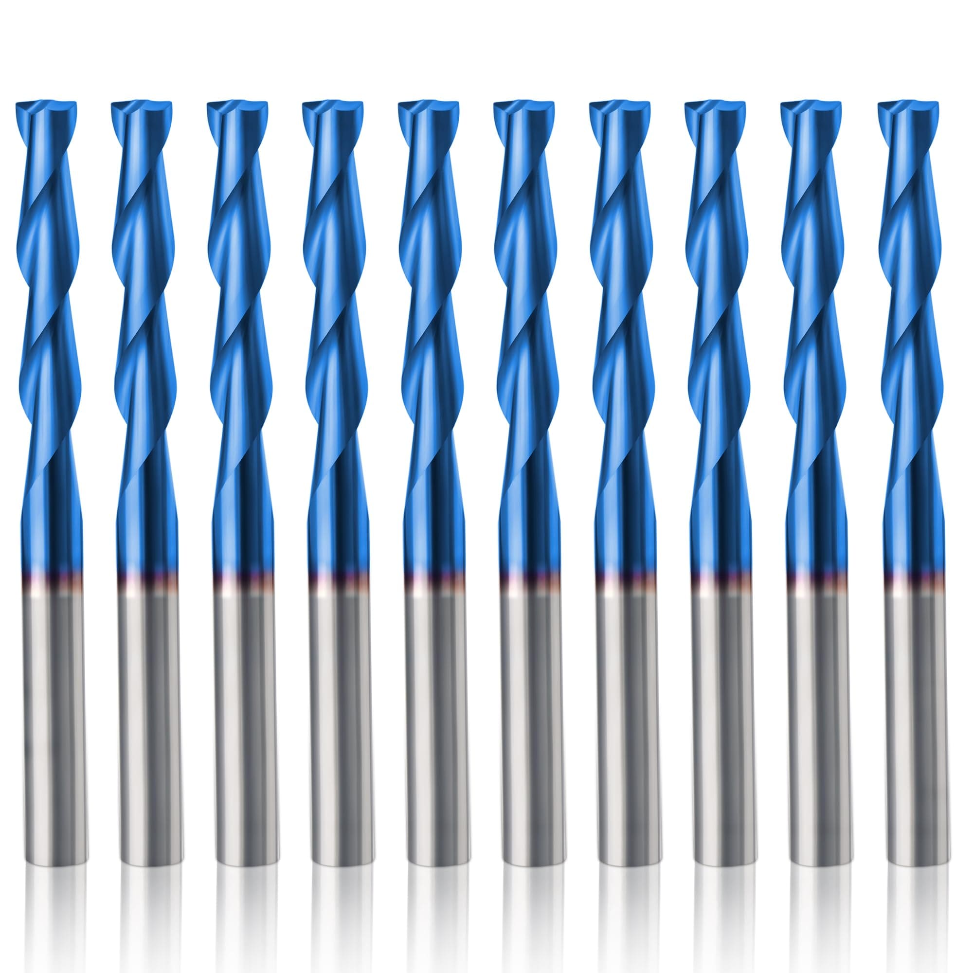 KIWDZFU  CNC Router Bits One Eighth Inch Shank Flat Nose Carbide Endmill Two Flute Spiral Upcut Milling Cutter Tool Set for Wood PVC MDF Hardwood