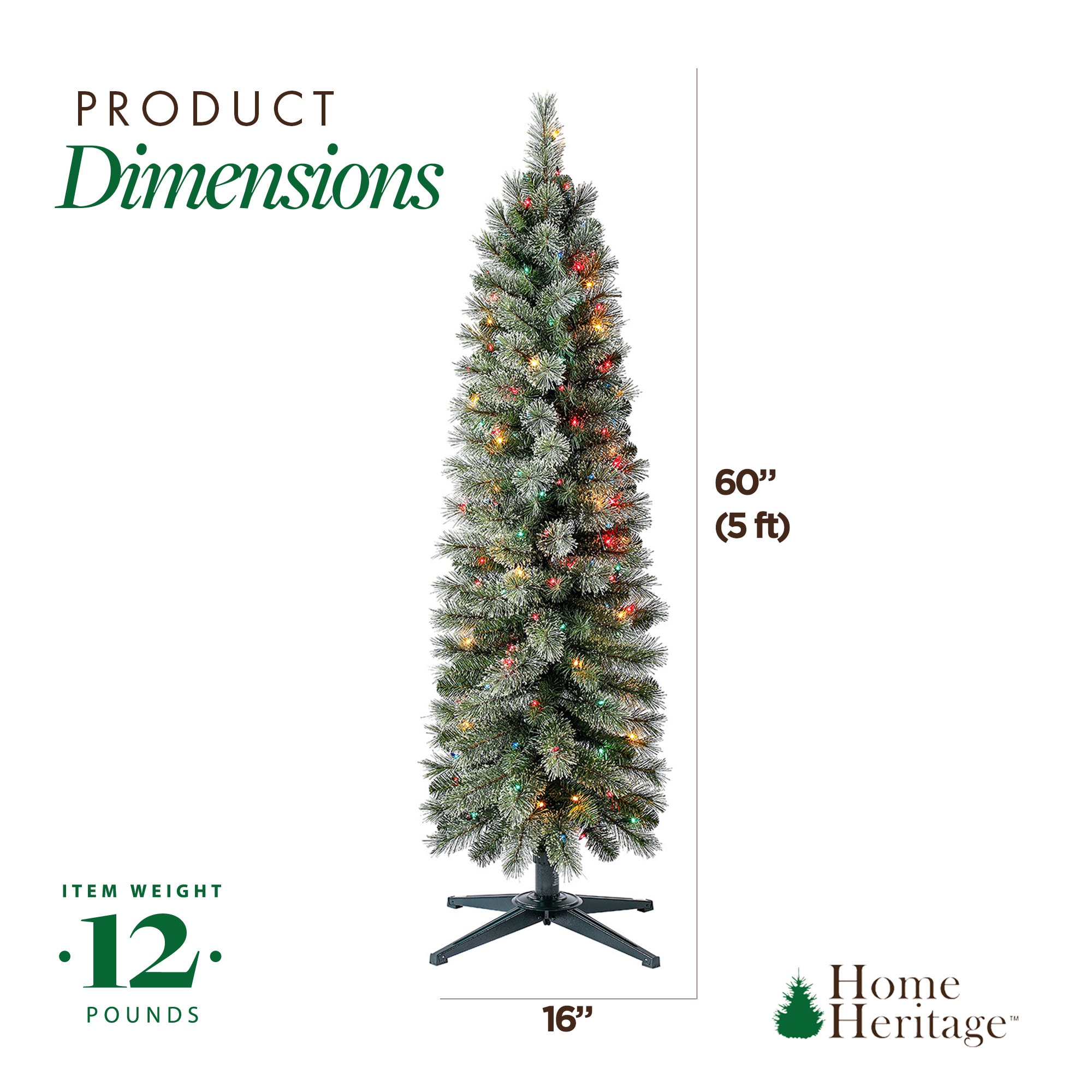5-Foot Multi-Color Pre-Lit Pencil Pine Christmas Tree
