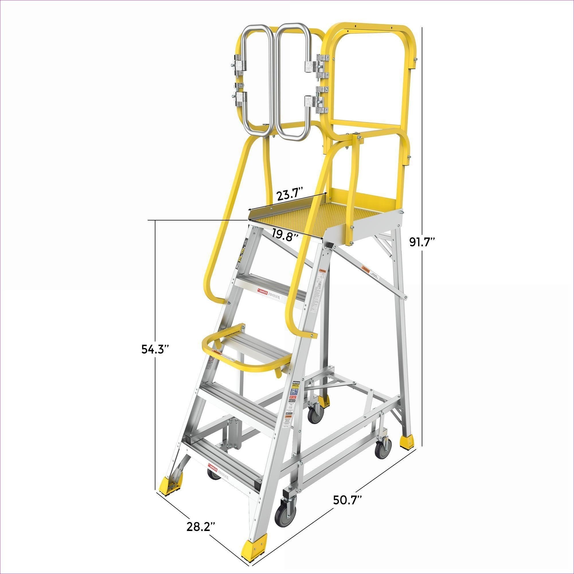 Watnature 5 Step 375lbs Capacity Brushed Silver Aluminum Rolling ...
