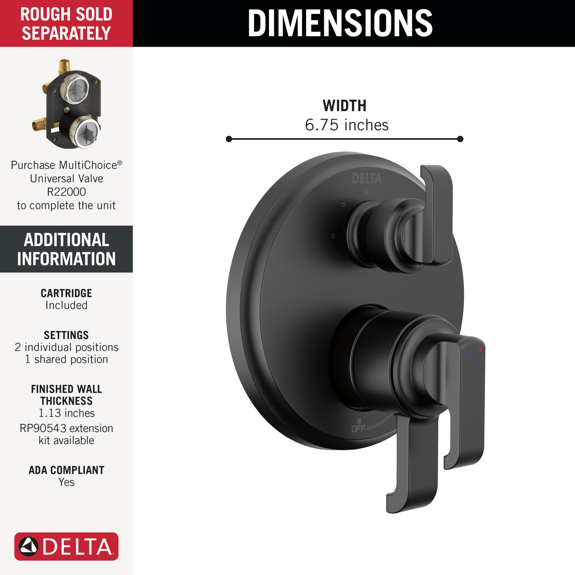 Delta T27889-BL Bath-Shower-Facc - View #2