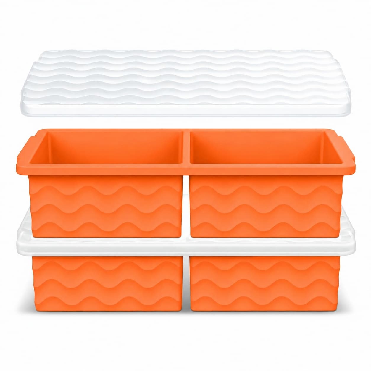 Aoibox  2 Pack Silicone Freezer Trays with Lids 2 Cup Soup Molds with Stainless Steel Rim for Meal Prep