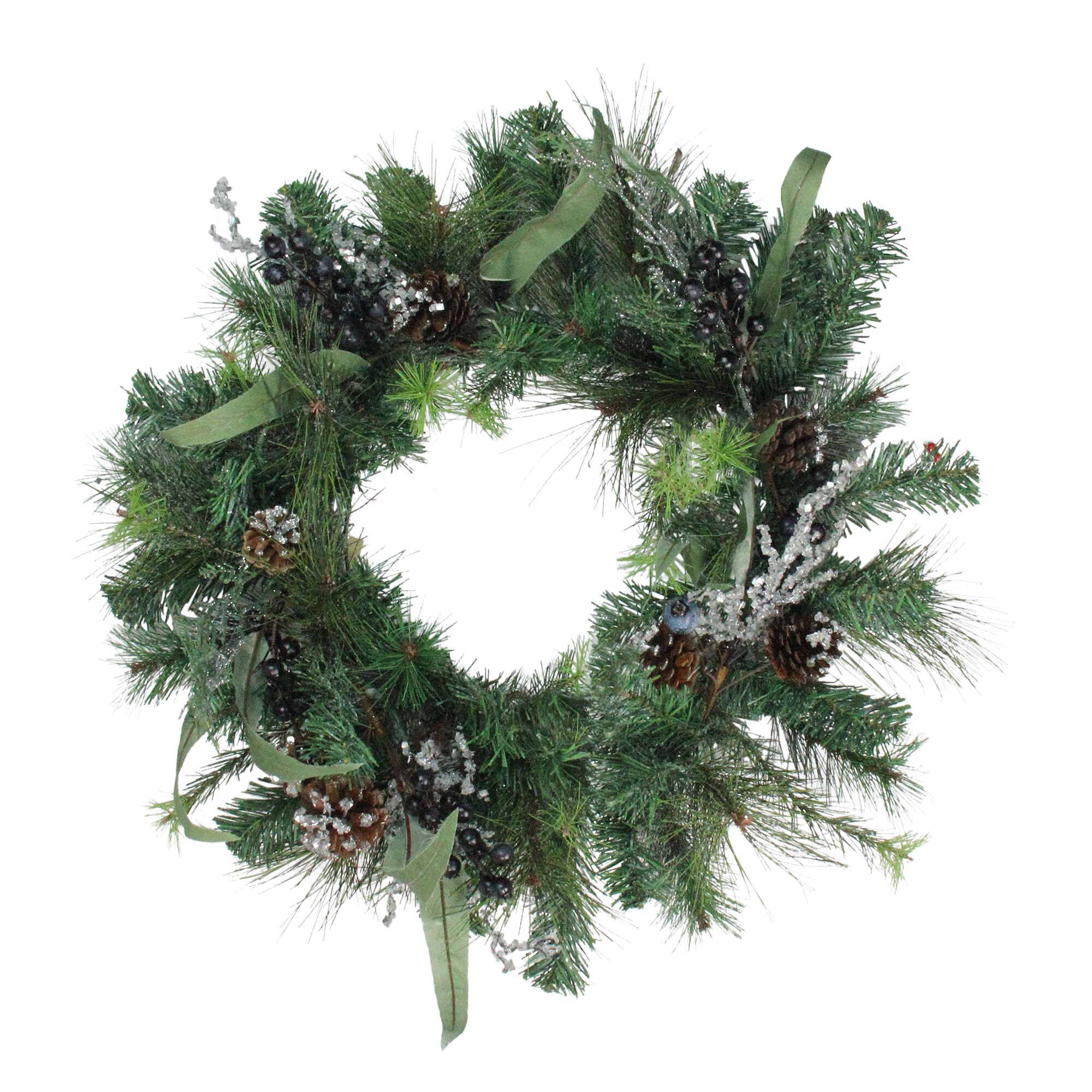 Northlight 24-in Indoor White Pine Artificial Christmas Wreath in the  Artificial Christmas Wreaths department at