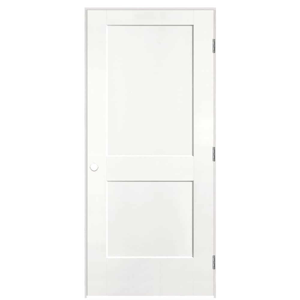 Masonite 895942 36-in x 80-in Snow Storm Solid core 2-panel Left hand Smooth Prefinished Molded composite Flat Jamb Single Prehung Interior Door
