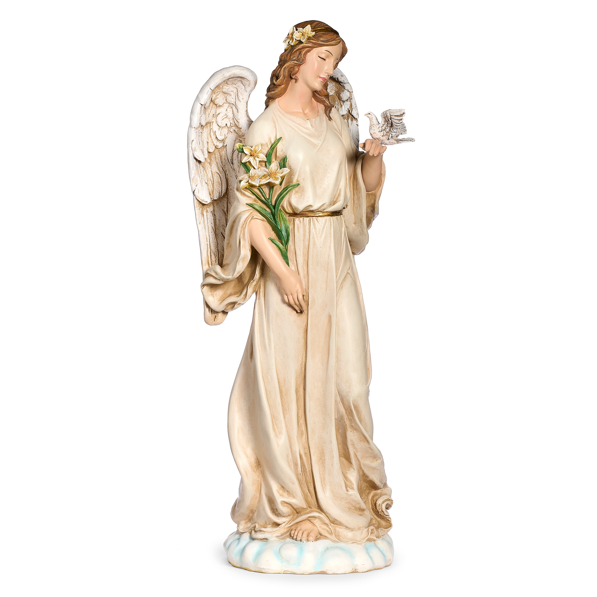 Roman 63653 28-Inches H x 12-Inches W Gray Angels and cherubs Garden Statue