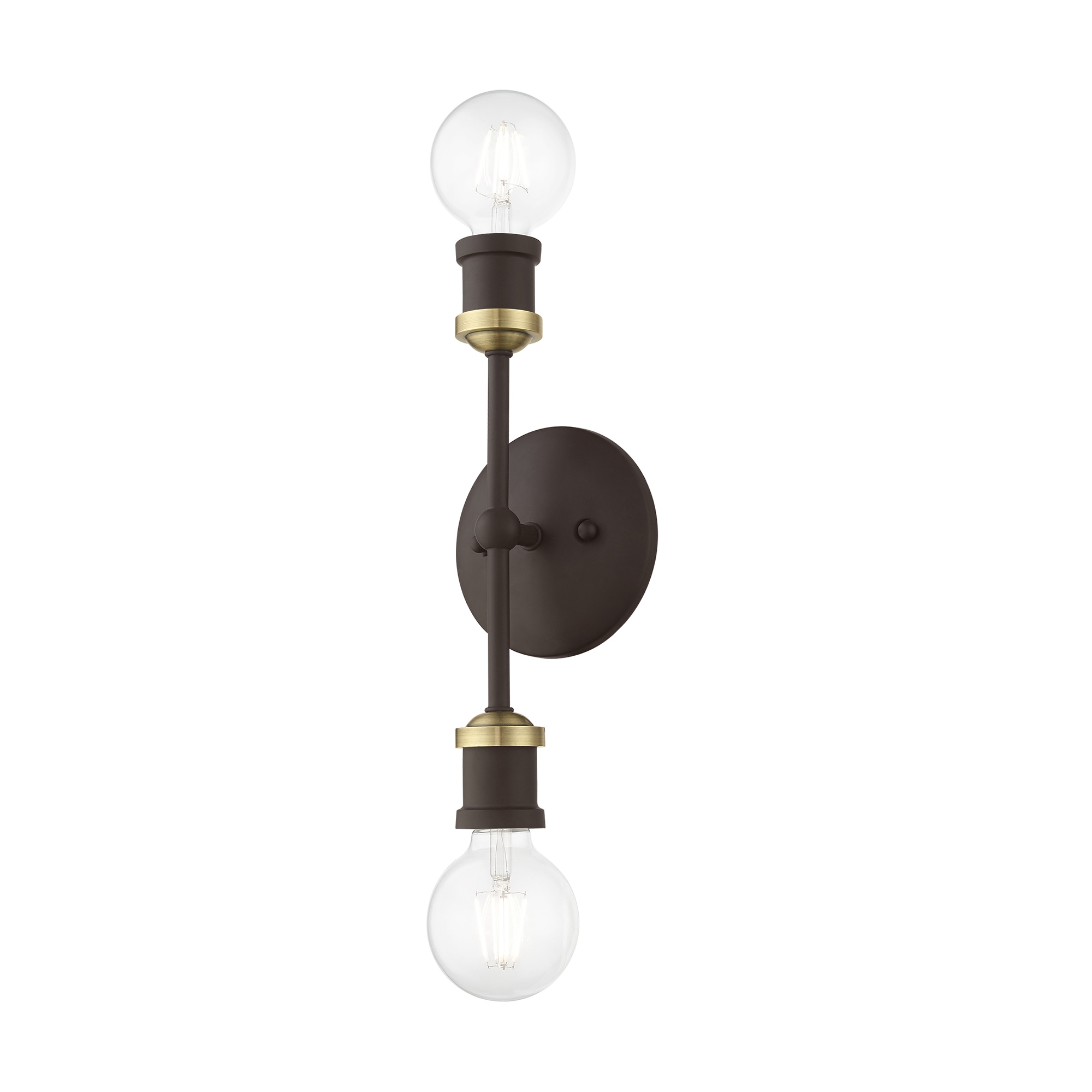 Lansdale 12" Contemporary Urban Two-Light Sconce in Bronze and Brass