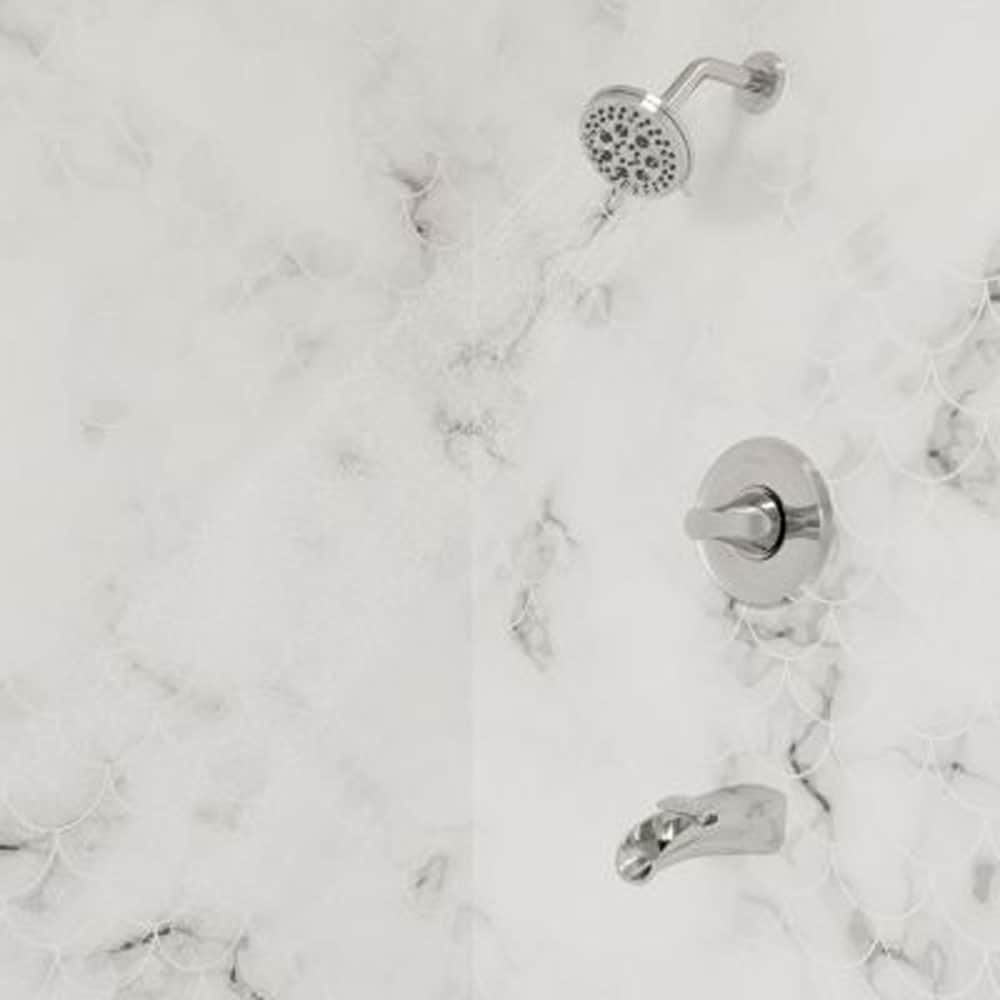 Polished Chrome Wall Mounted Tub and Shower Faucet with Pulse Rain Jet