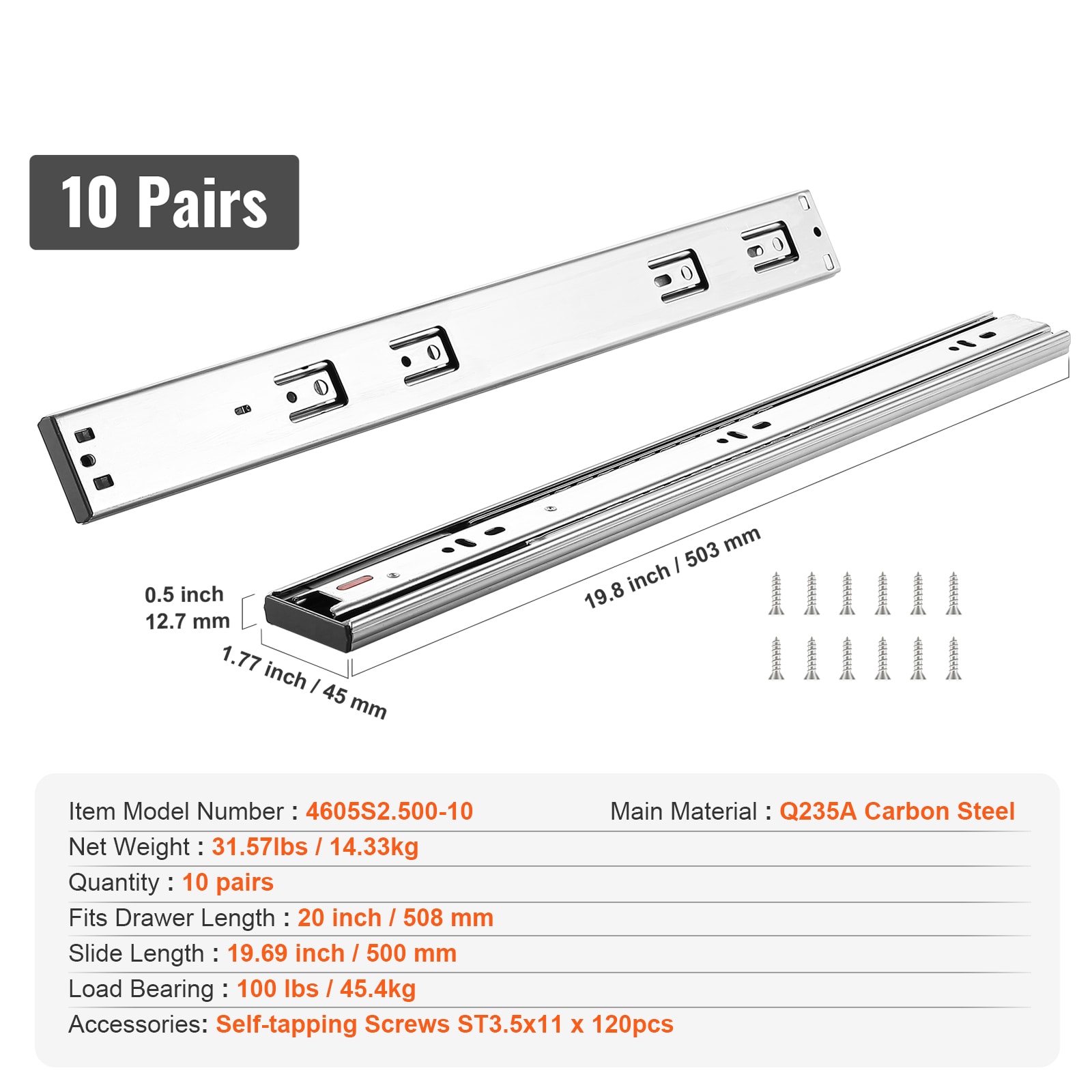 VEVOR SCCZCJCTDG1004850V0 Drawer-Slides - View #7