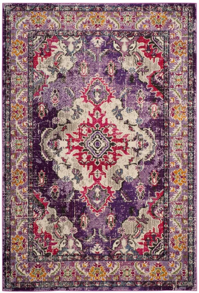 Safavieh MNC243P-24 Monaco Mahal 2 x 4 (ft) Loomed Polypropylene Violet/Fuchsia Rectangular Indoor Distressed/Overdyed Oriental Throw rug