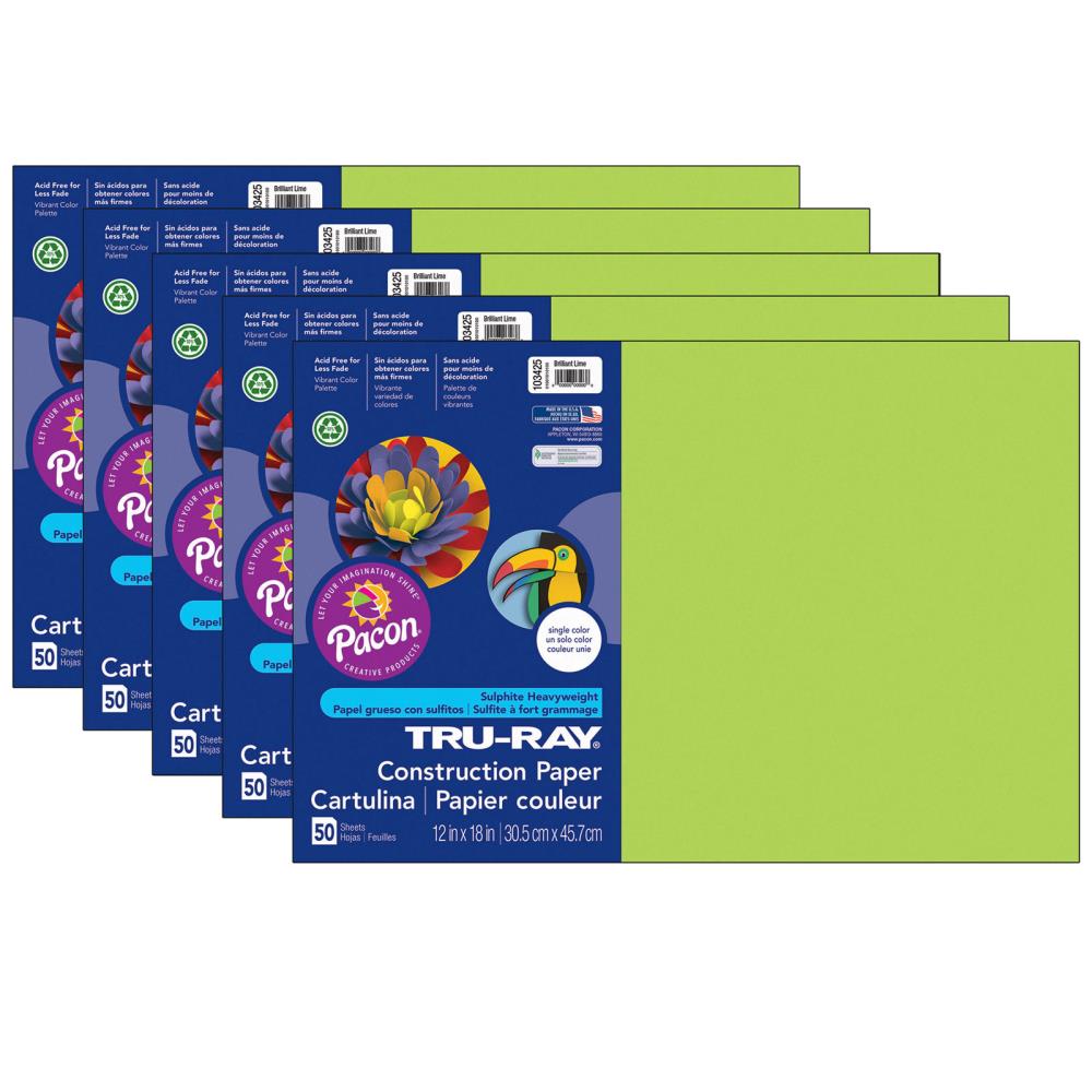 Tru-Ray Sulphite Construction Paper, 12 x 18 Inches, Primary Colors, 50 Sheets