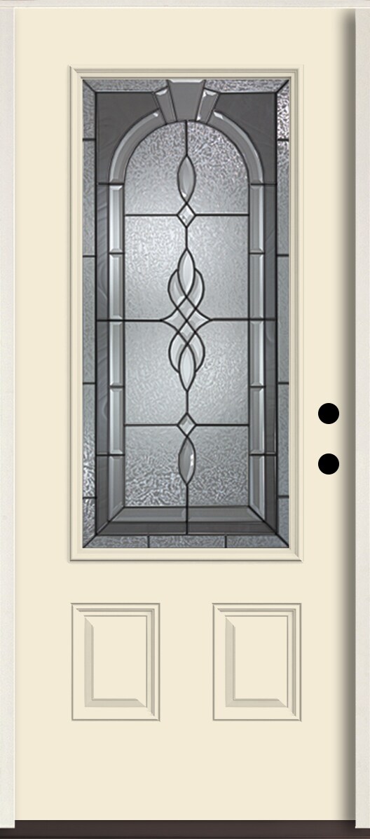 RELIABILT LO963850 Hampton 36-in x 80-in x 4-5/8-in Fiberglass 3/4 lite Left-hand inswing Bisque Paint Painted Prehung Front Door Insulating core