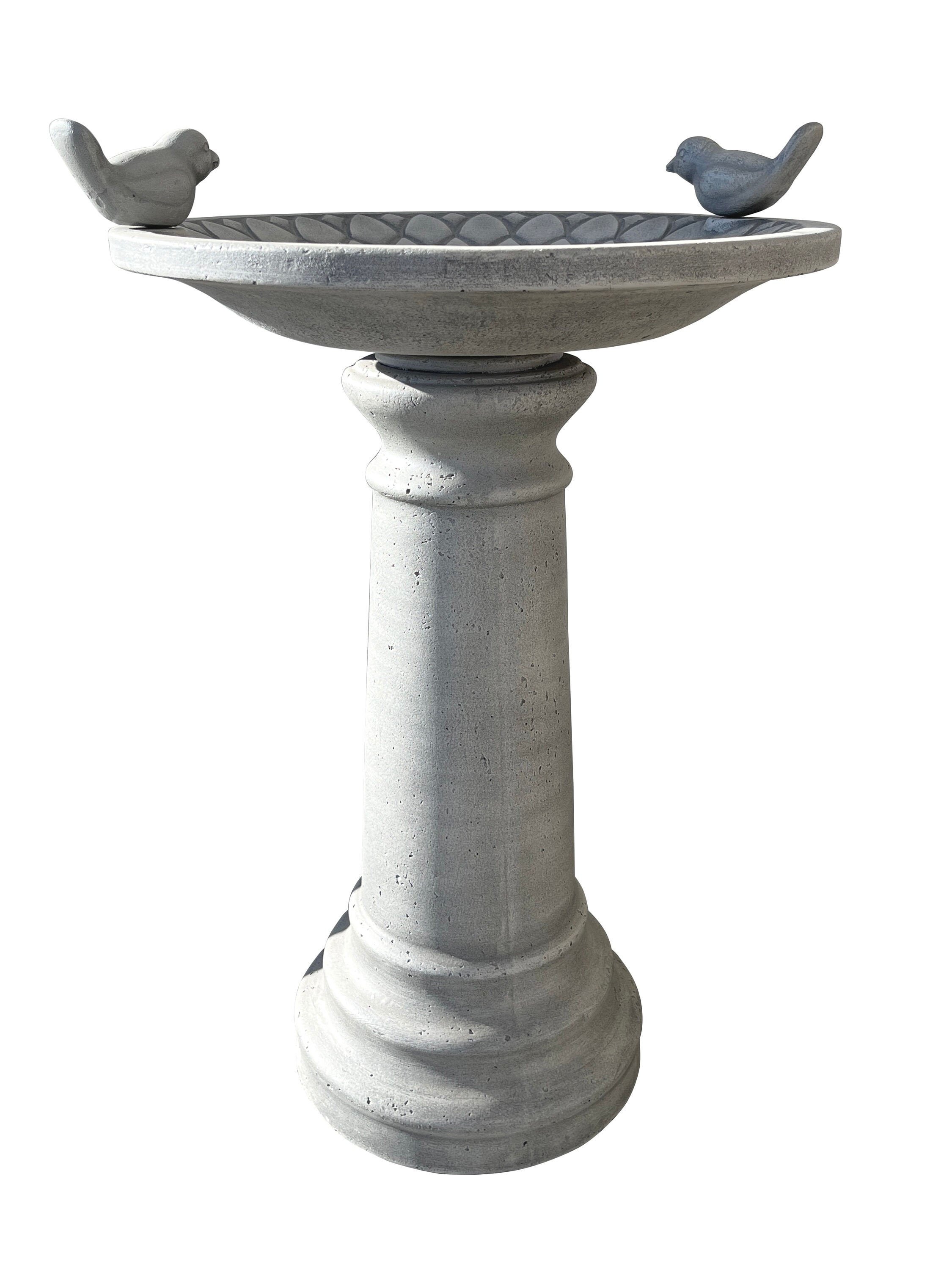 allen + roth GO2025-32DBB 21-in H Gray Cement Complete birdbath